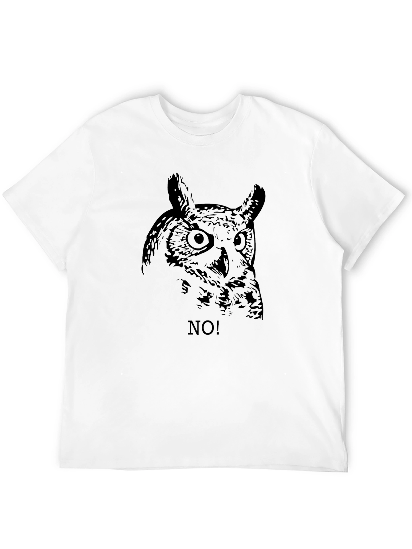 Black Owl No! Graphic Black T-Shirt - Men's Fashion view 12