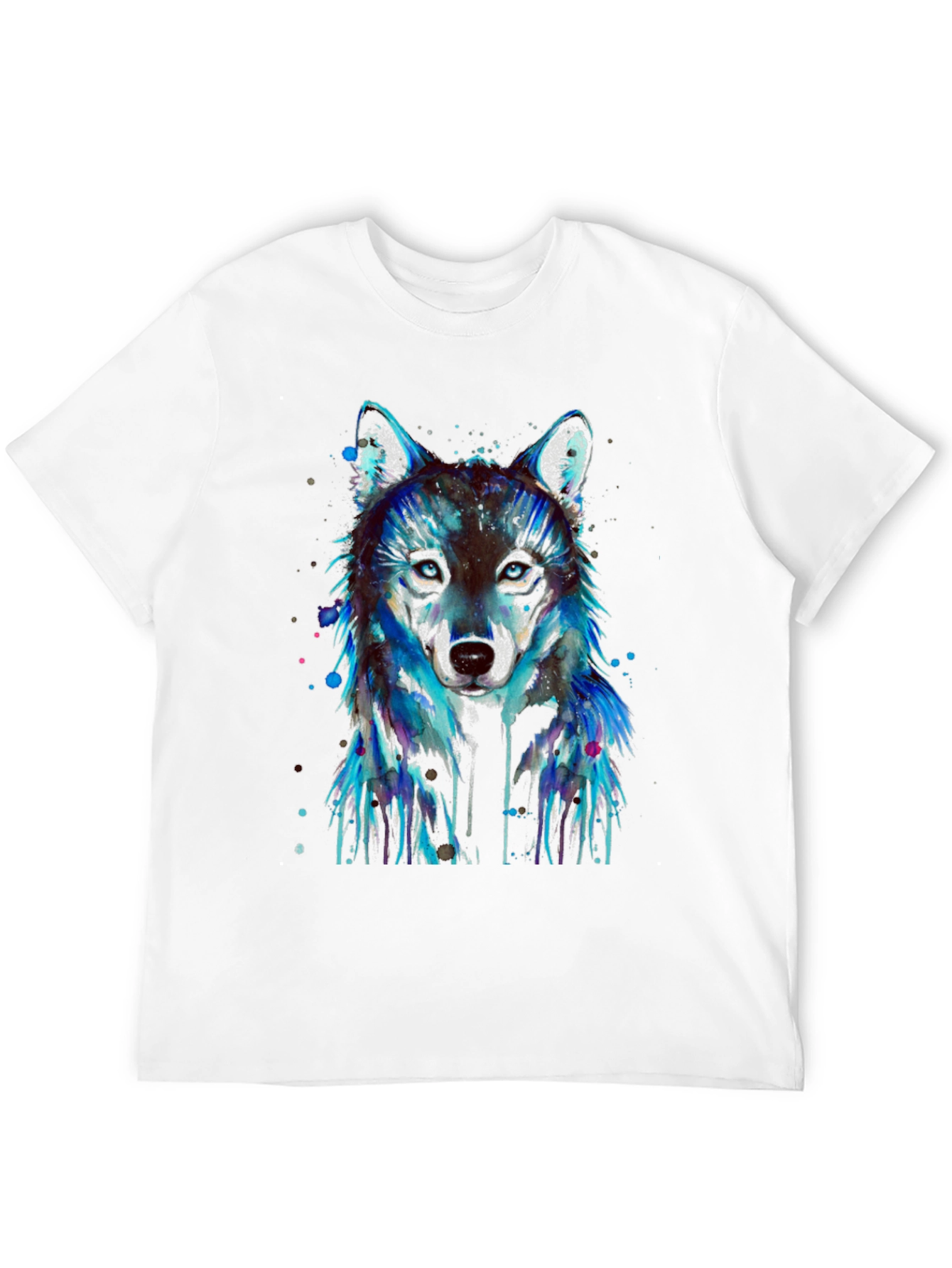 Black Watercolor Wolf Graphic T-Shirt view 12