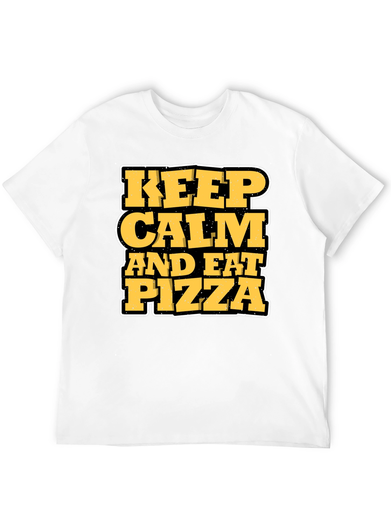Black Keep Calm and Eat Pizza Graphic T-Shirt view 12
