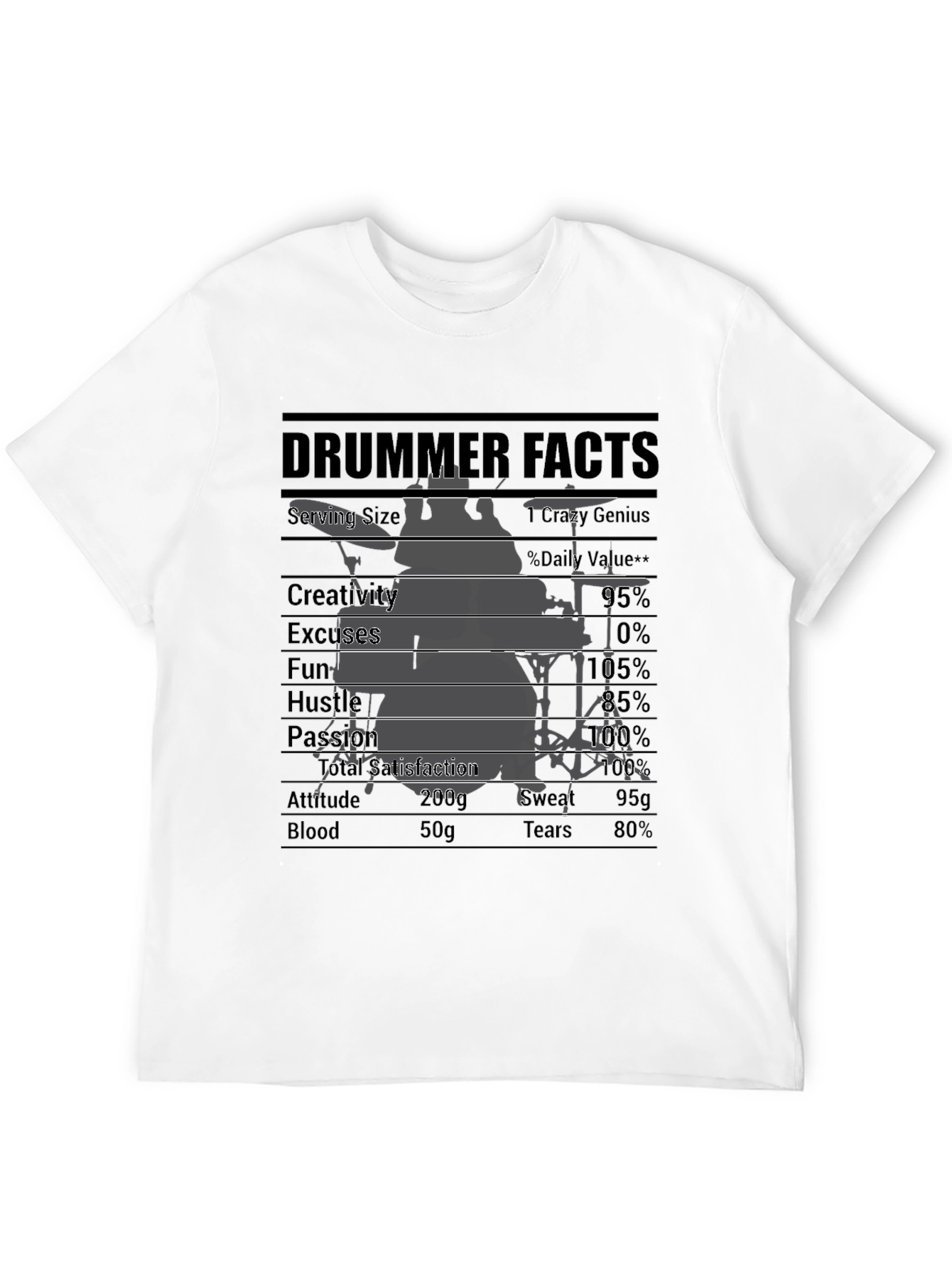 Black Drummer Facts T-Shirt: Crazy Genius Percussion Tee view 12