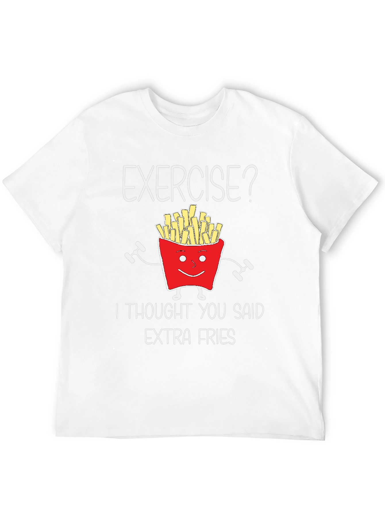 Black Funny Exercise Extra Fries Graphic T-Shirt view 12