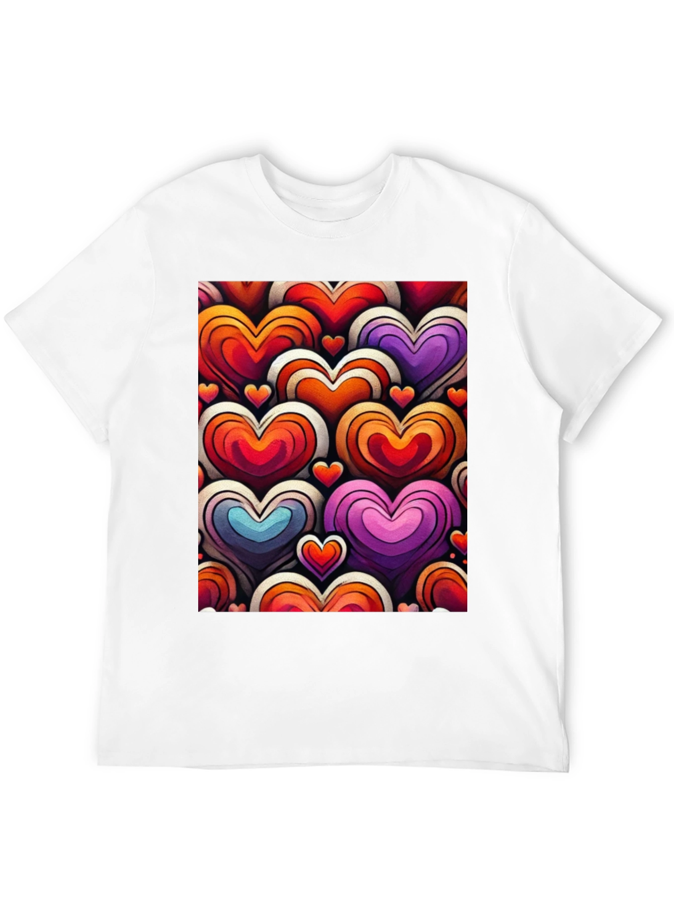 Black Heart Pattern Graphic Tee - Stylish and Unique view 12