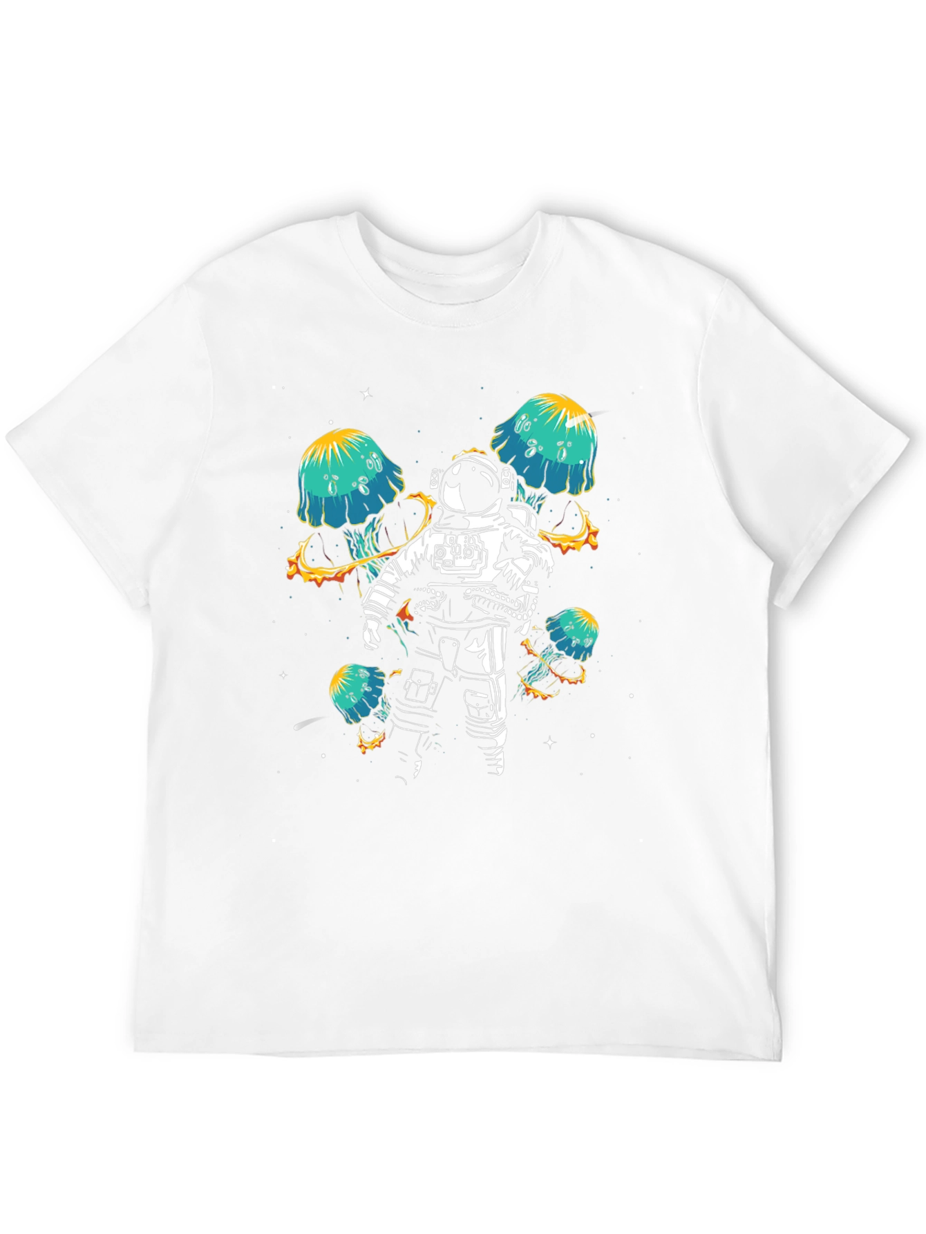 Black Astronaut & Space Jellyfish Graphic T-Shirt view 12