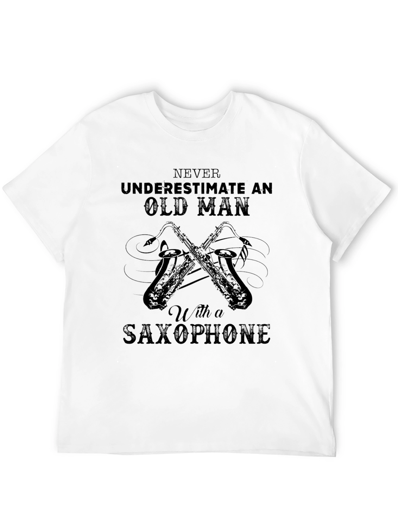 Black Old Man Saxophone Graphic T-Shirt view 12