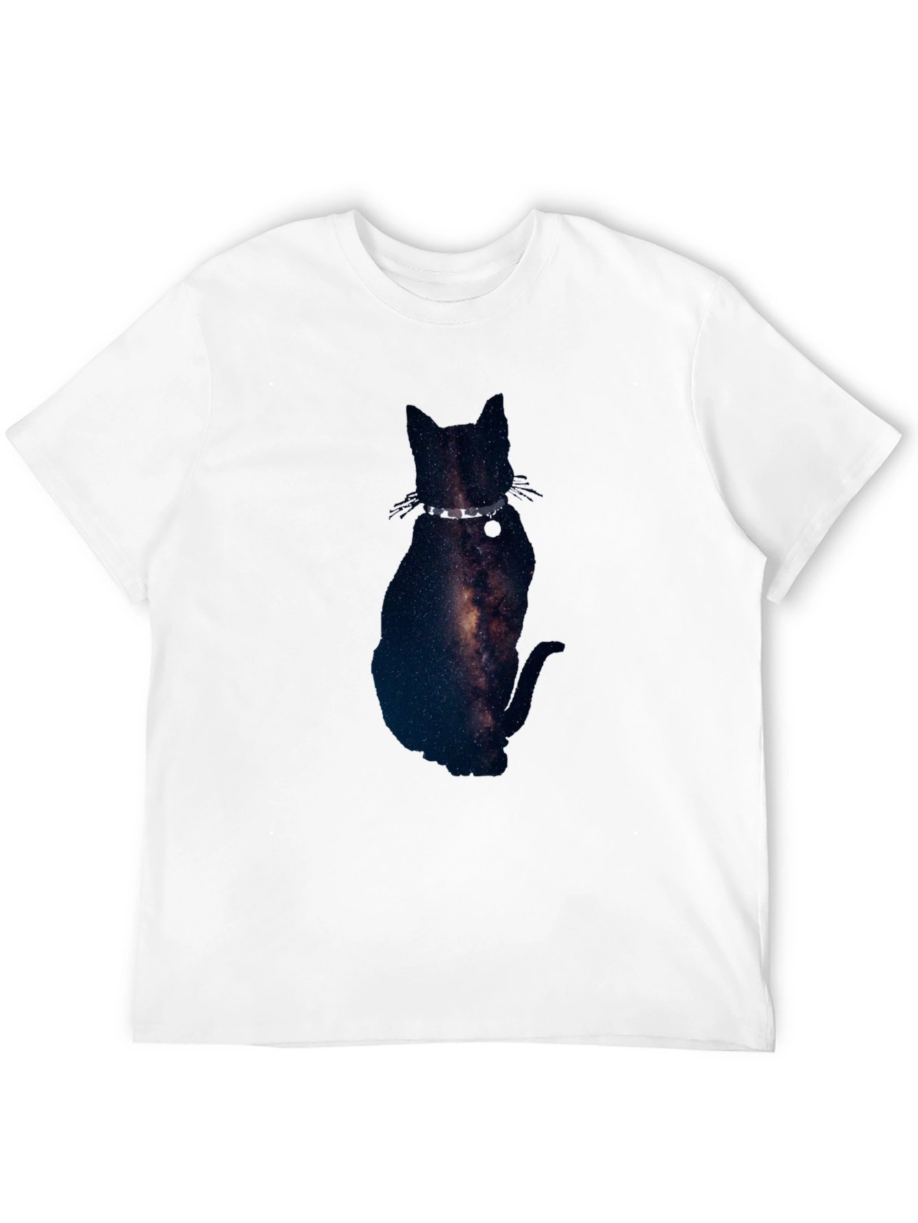 Black Galaxy Cat Graphic Tee - Black Cotton Blend T-Shirt view 12
