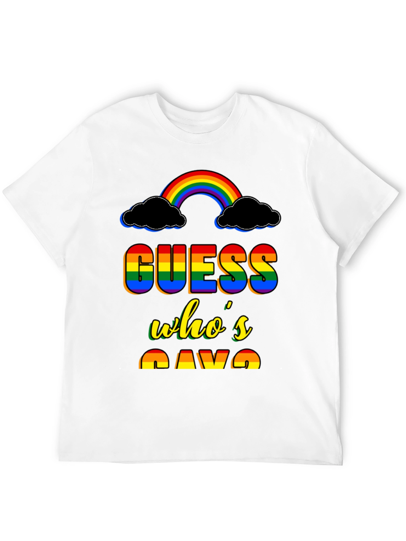 Black Guess Who's Gay T-Shirt Rainbow Pride view 12