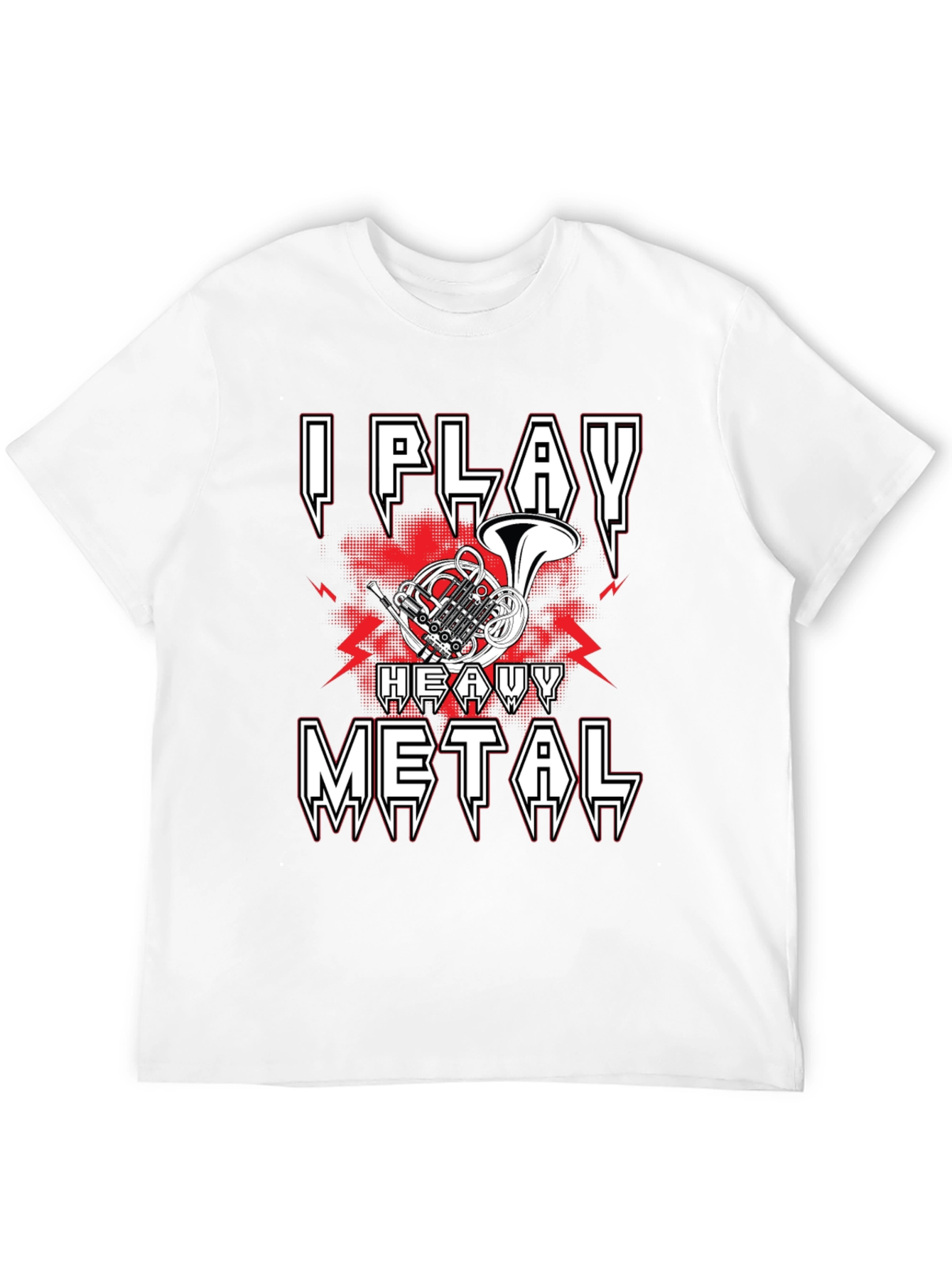 Black I Play Heavy Metal French Horn Music T-Shirt view 12
