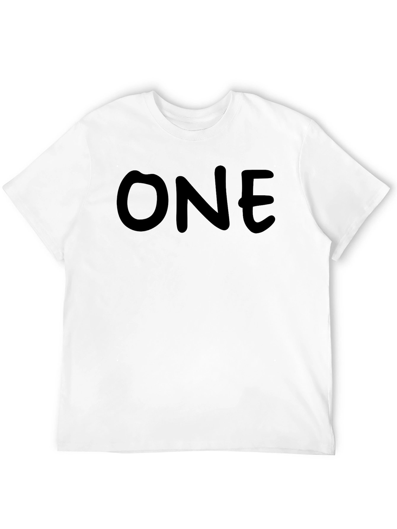 Black Men's Black "ONE" Graphic Tee - Casual Style view 12