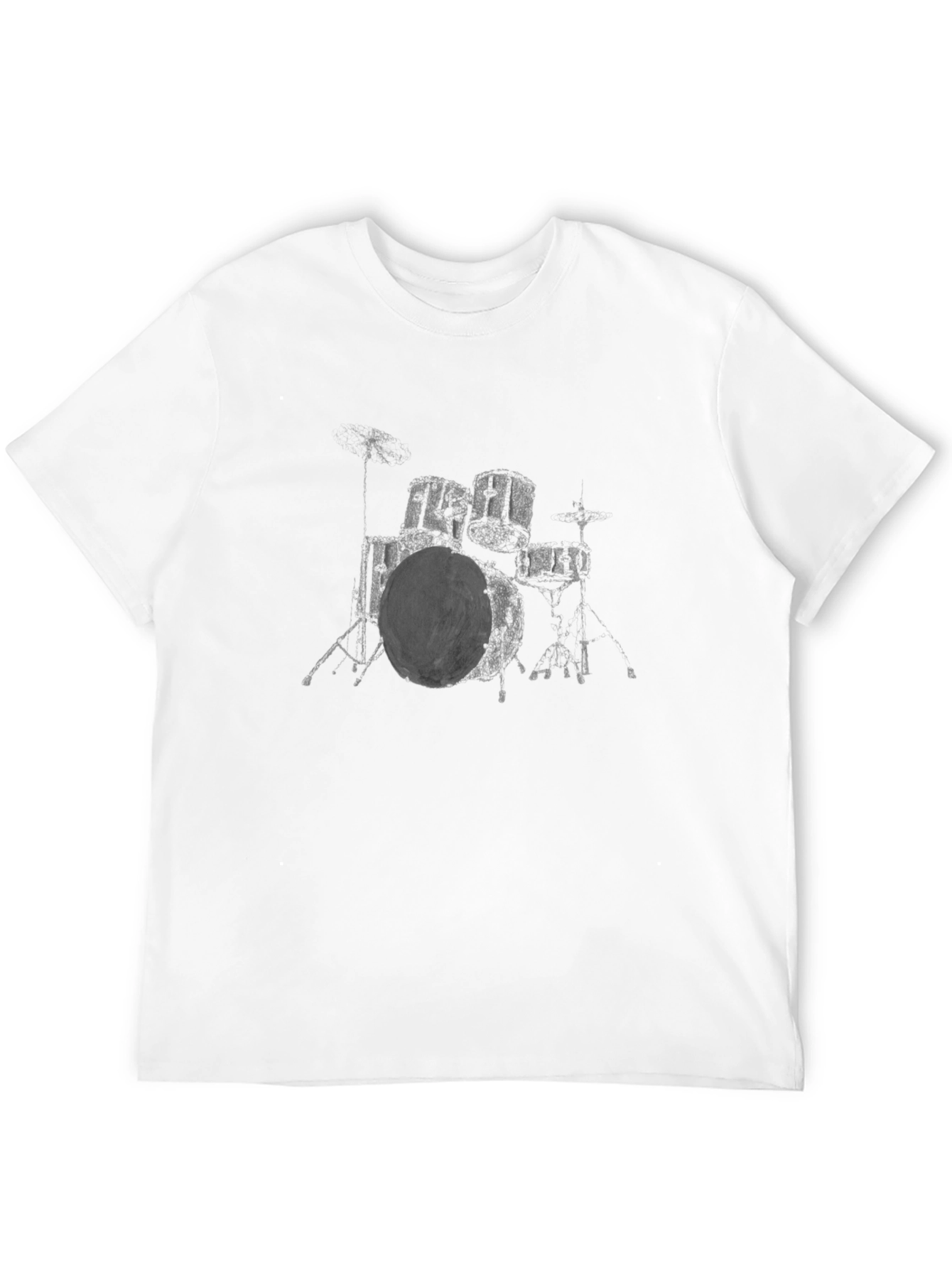 Black Cool Drum Set Graphic Tee - Black Cotton T-Shirt view 12