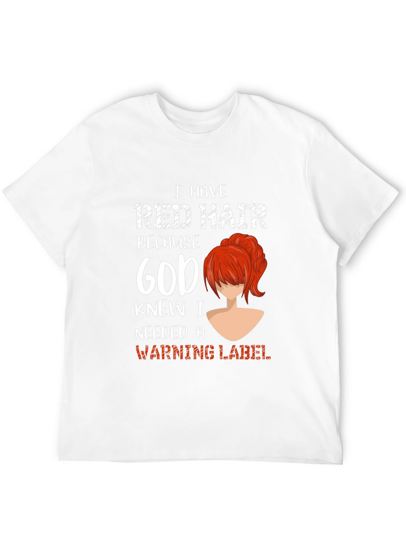 Black Red Hair Warning Label Graphic Tee view 12