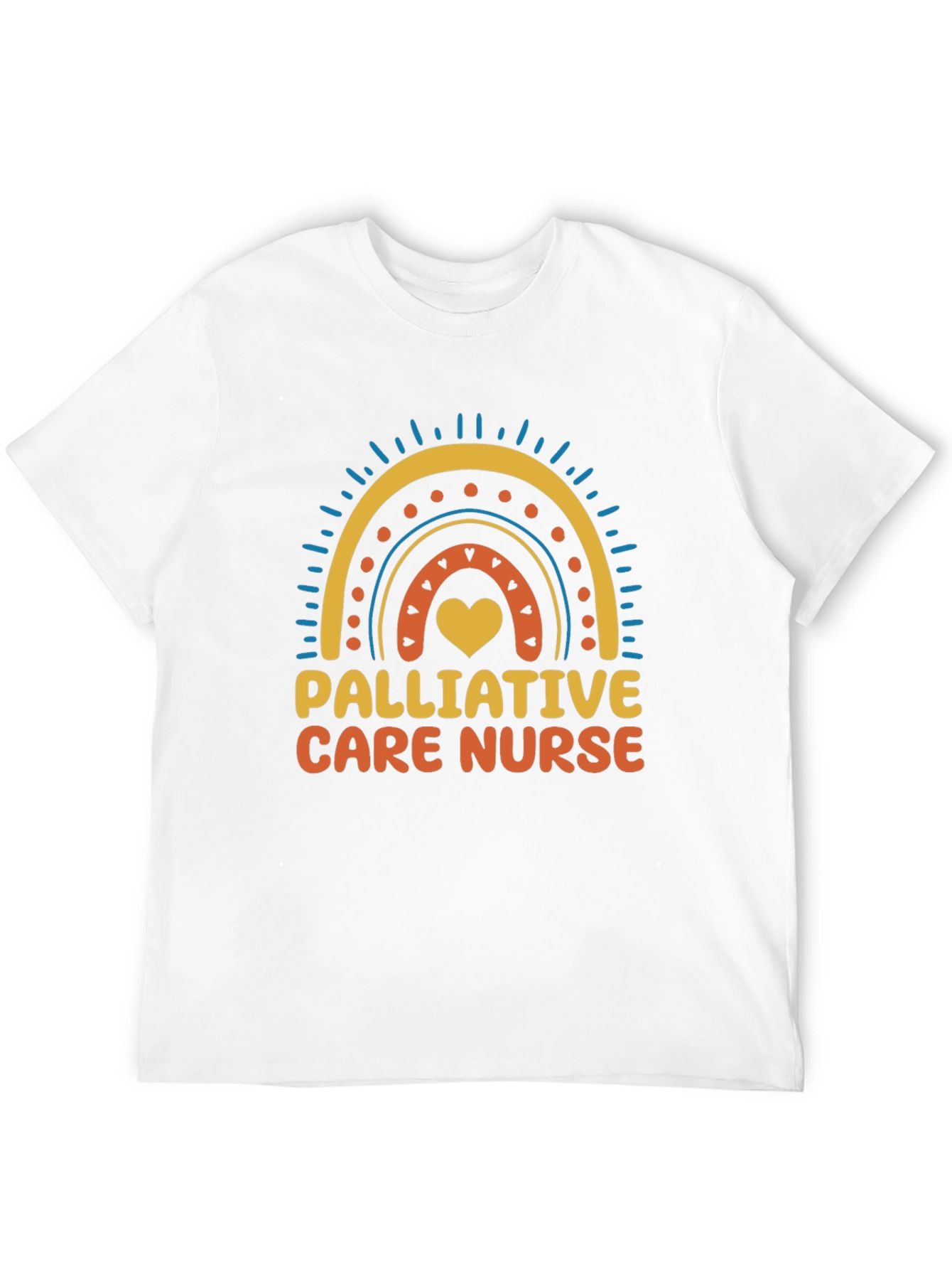 Black Palliative Care Nurse Rainbow Heart T-Shirt view 12