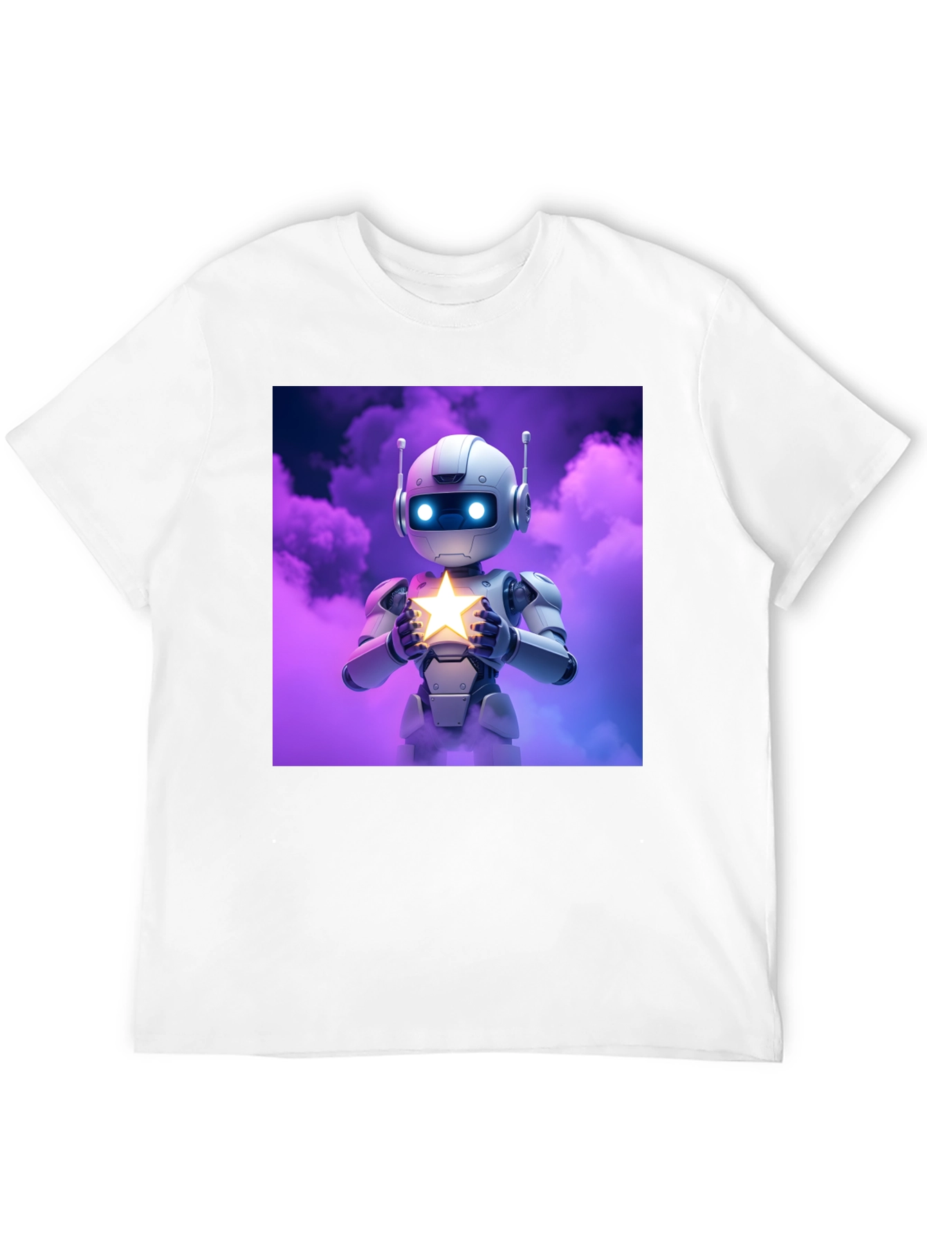 Black Robot Holding Star Graphic Tee view 12