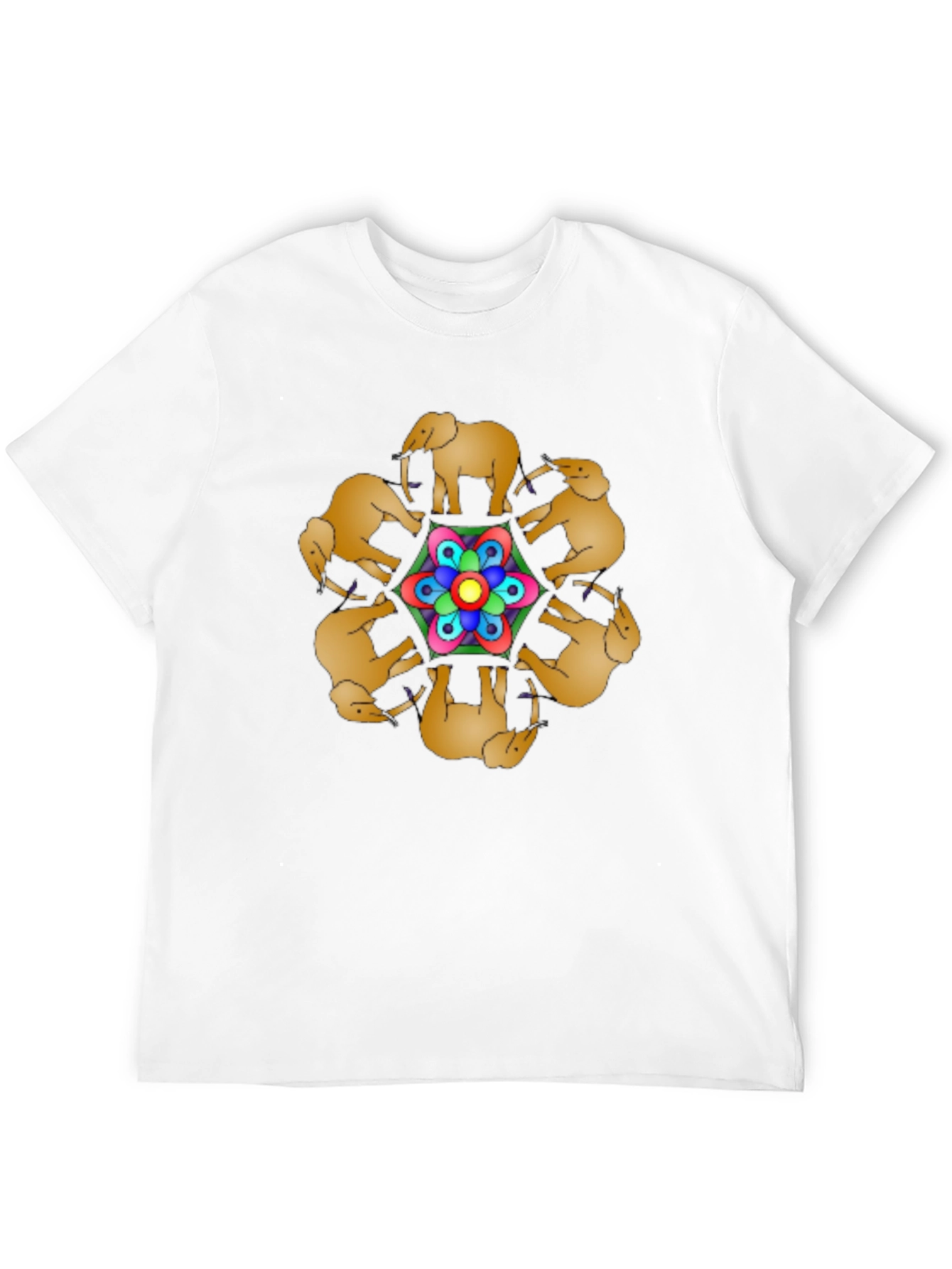 Black Elephant Mandala Black T-Shirt view 12