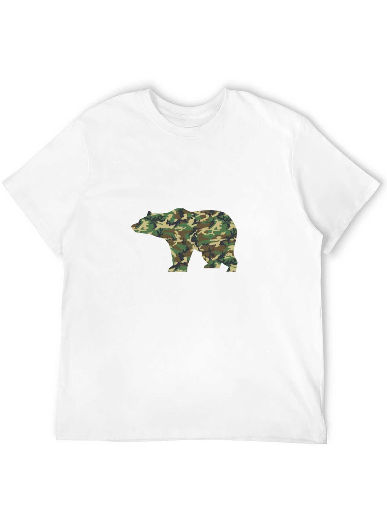 Black Camo Bear Graphic Tee - Black Cotton Blend Casual Shirt view 12