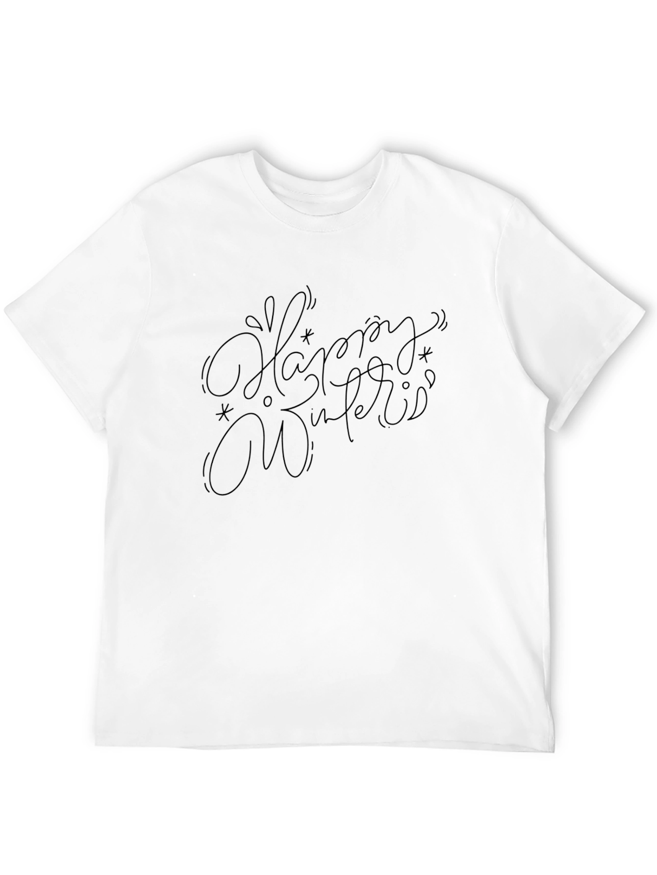 Black Happy Winter T-Shirt - Stylish Black Tee view 12