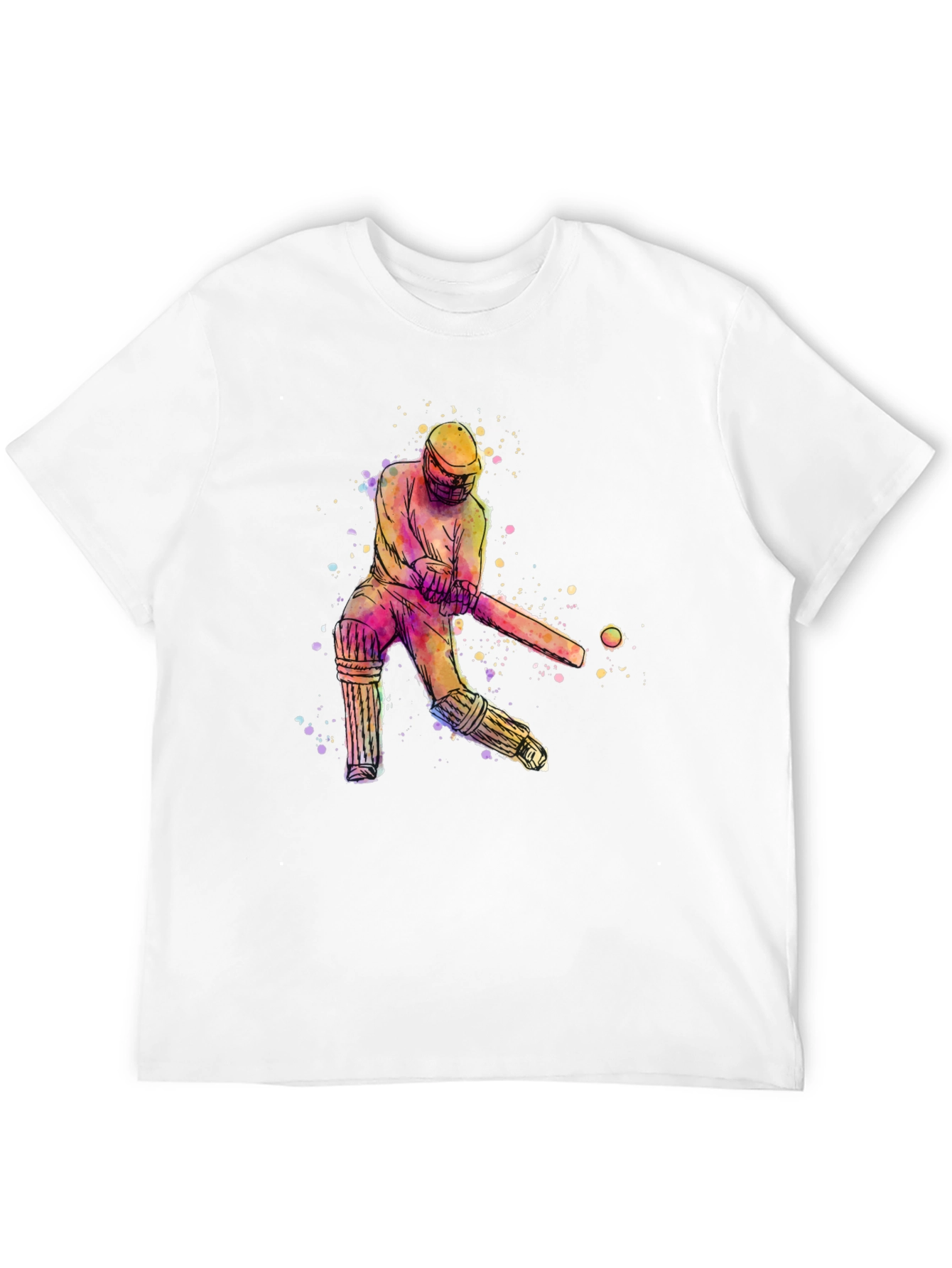 Black Cricket Player Watercolor Tee view 12