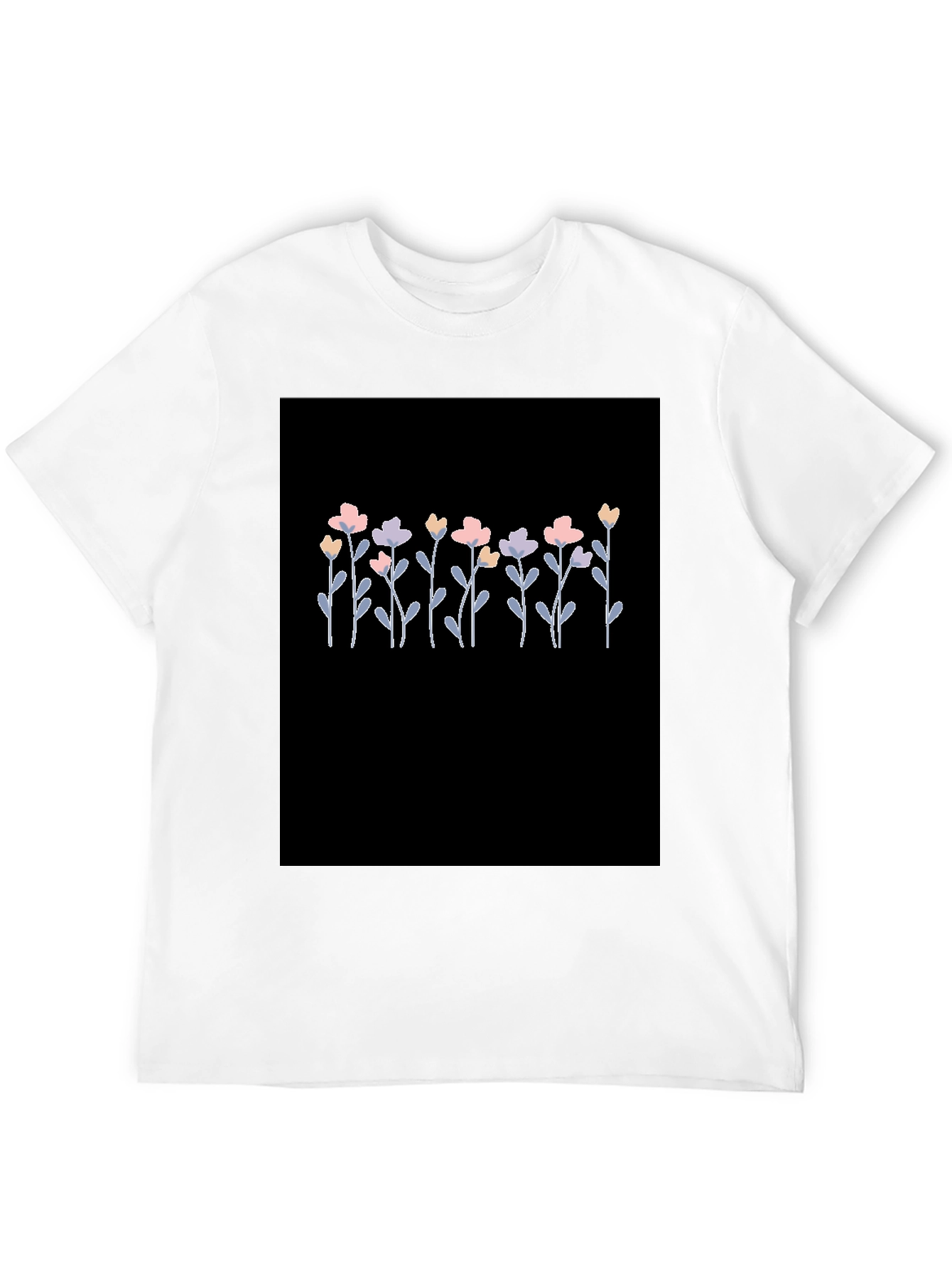 Black Floral Print Black T-Shirt for Men view 12