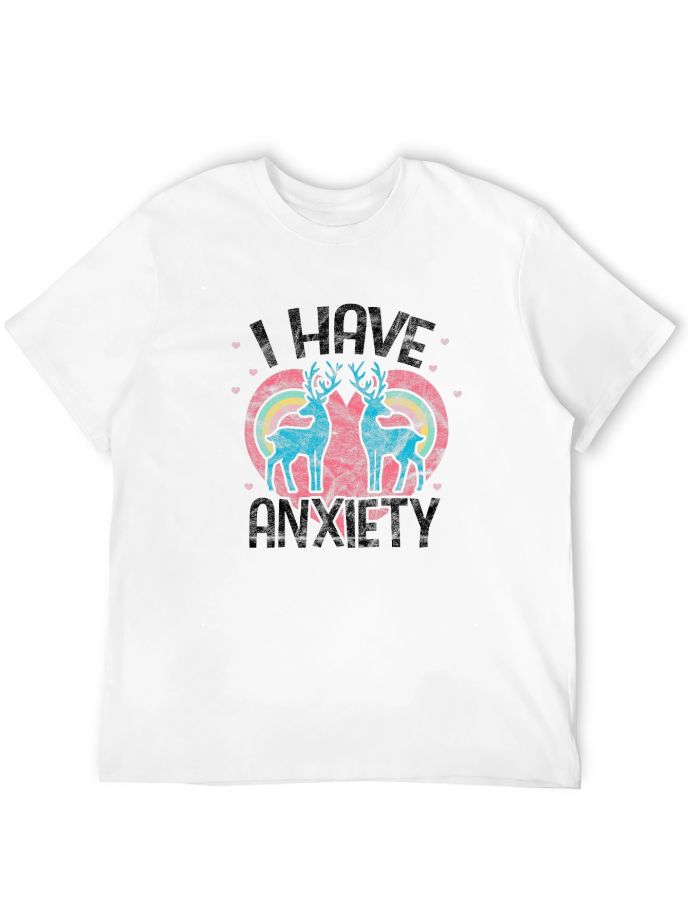 Black I Have Anxiety T-Shirt with Reindeer Heart Design view 12