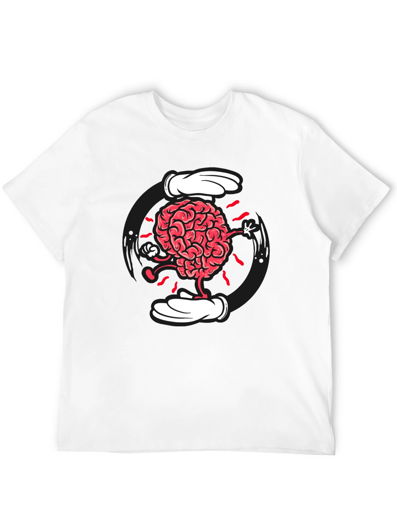 Black Cartoon Brain Graphic Tee - Black Cotton Blend view 12