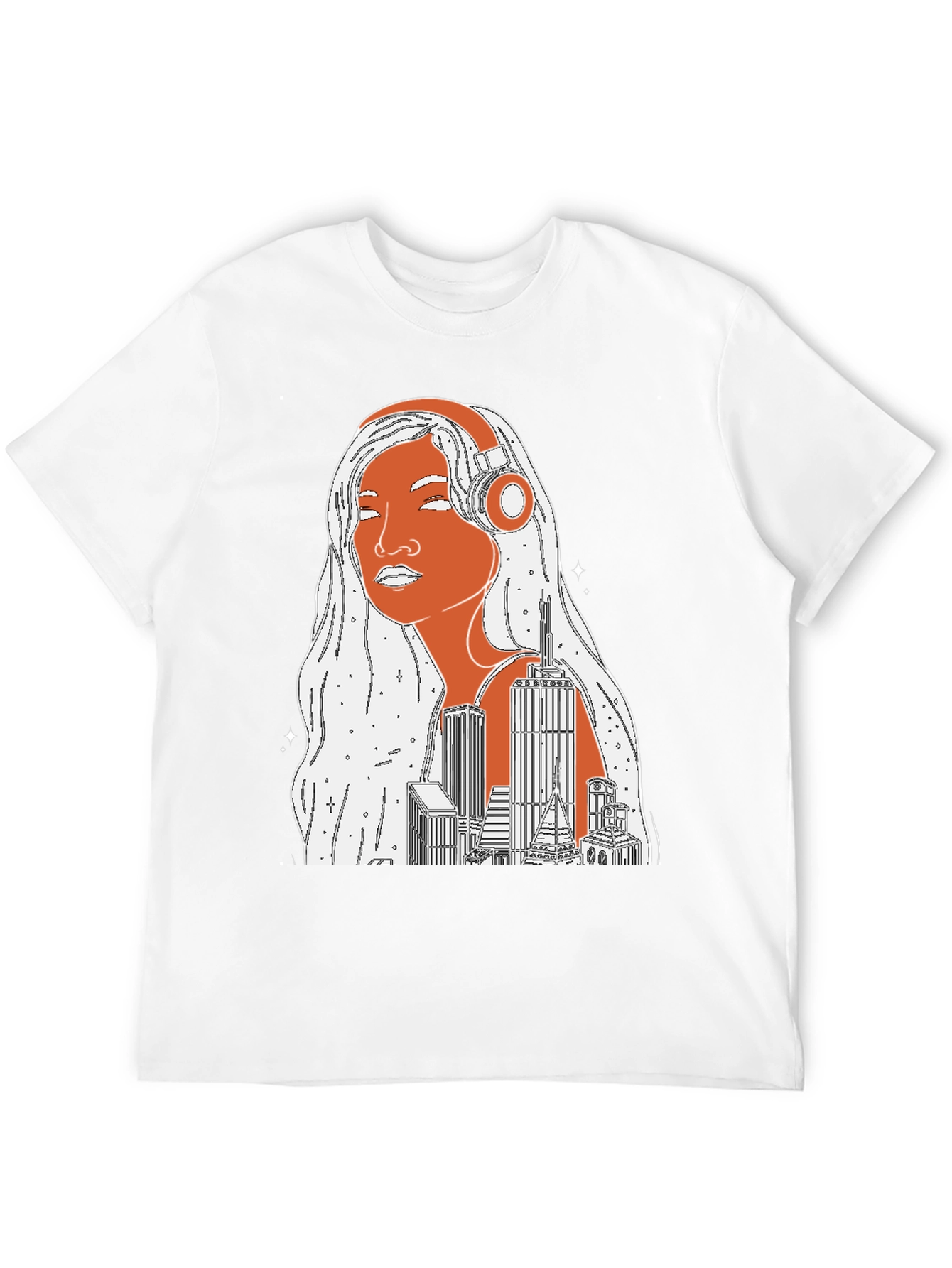 Black Cityscape Headphones Graphic Tee view 12