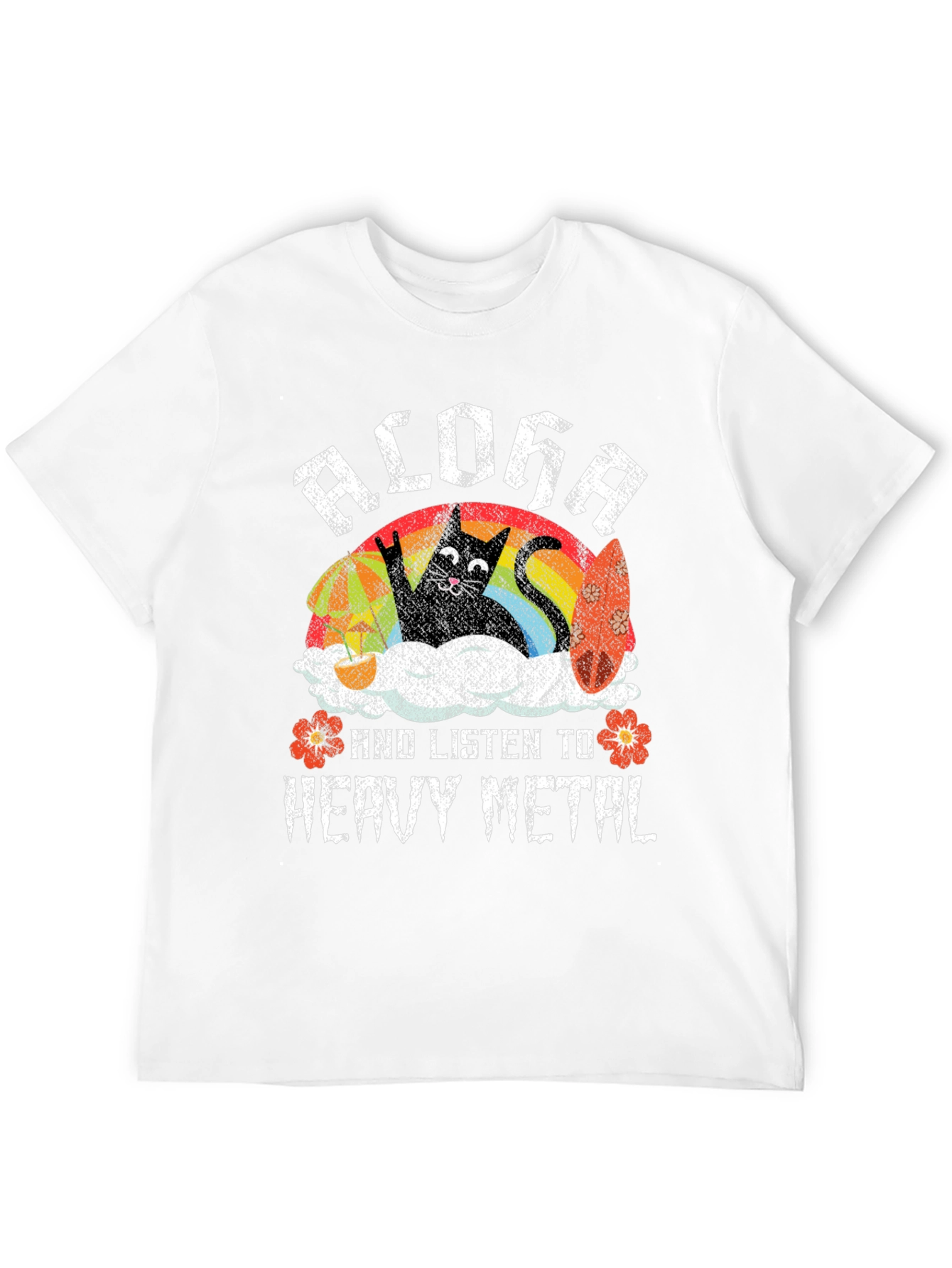 Black Aloha Heavy Metal Cat T-Shirt view 12