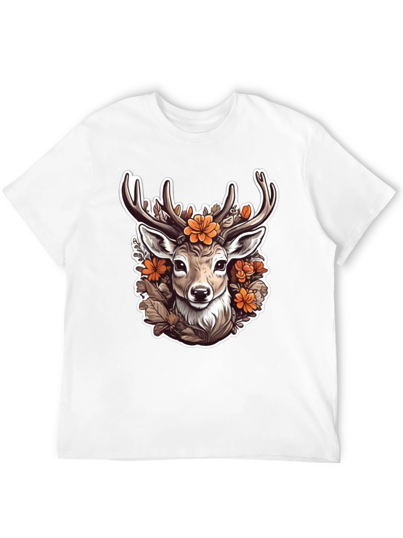 Black Floral Deer Head Graphic T-Shirt view 12