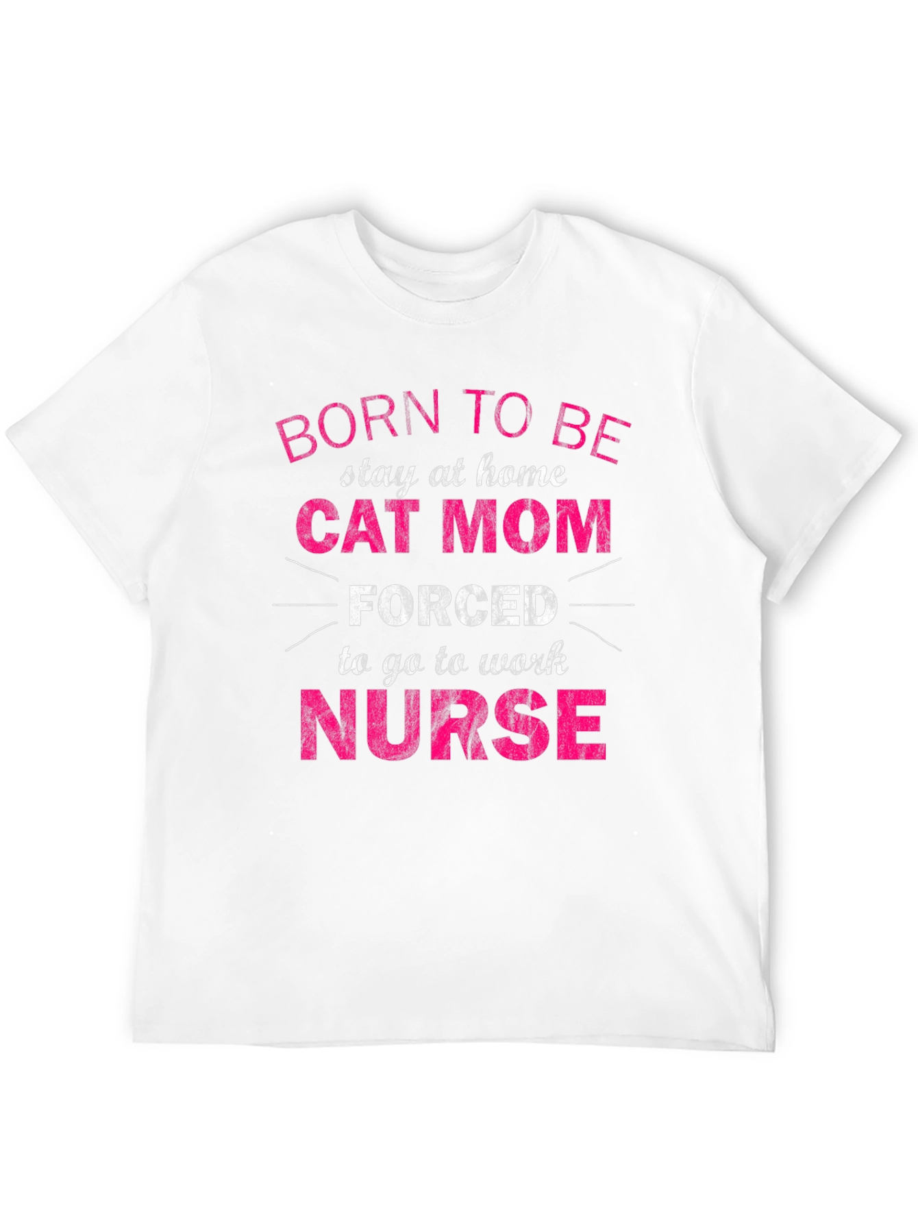 Black Born to Be Cat Mom Nurse T-Shirt view 12