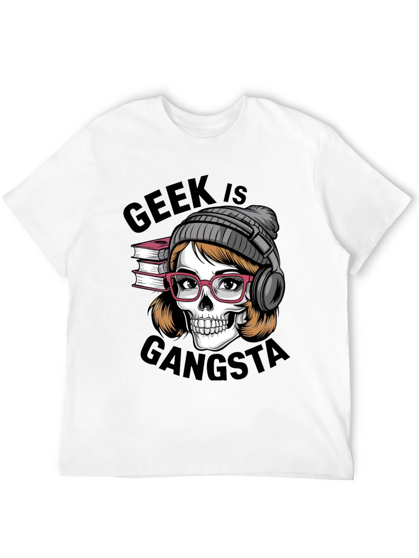 Black Geek is Gangsta T-Shirt - Skull with Glasses and Headphones view 12
