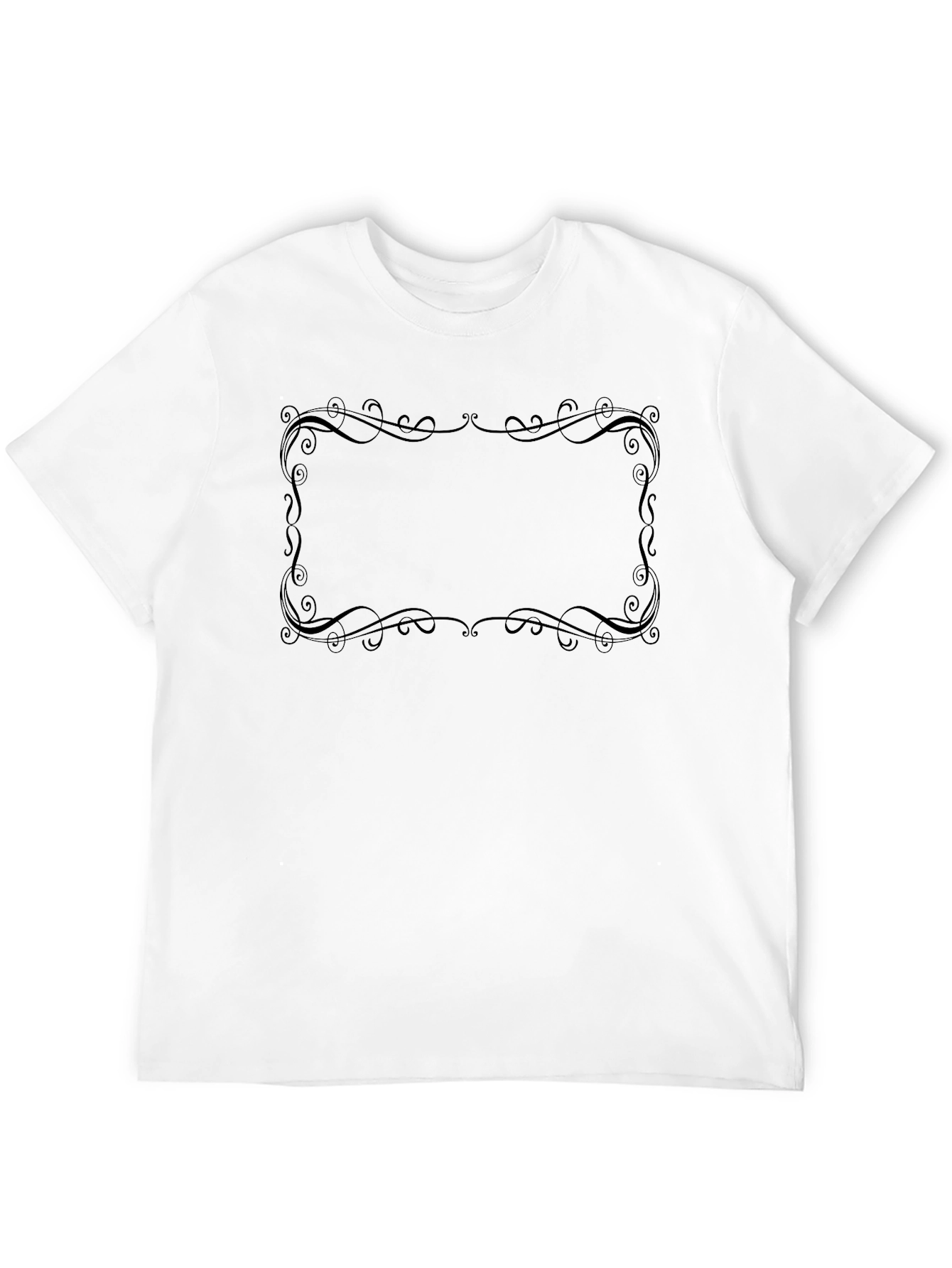 Black Men's Black T-Shirt with Ornamental Frame Design view 12