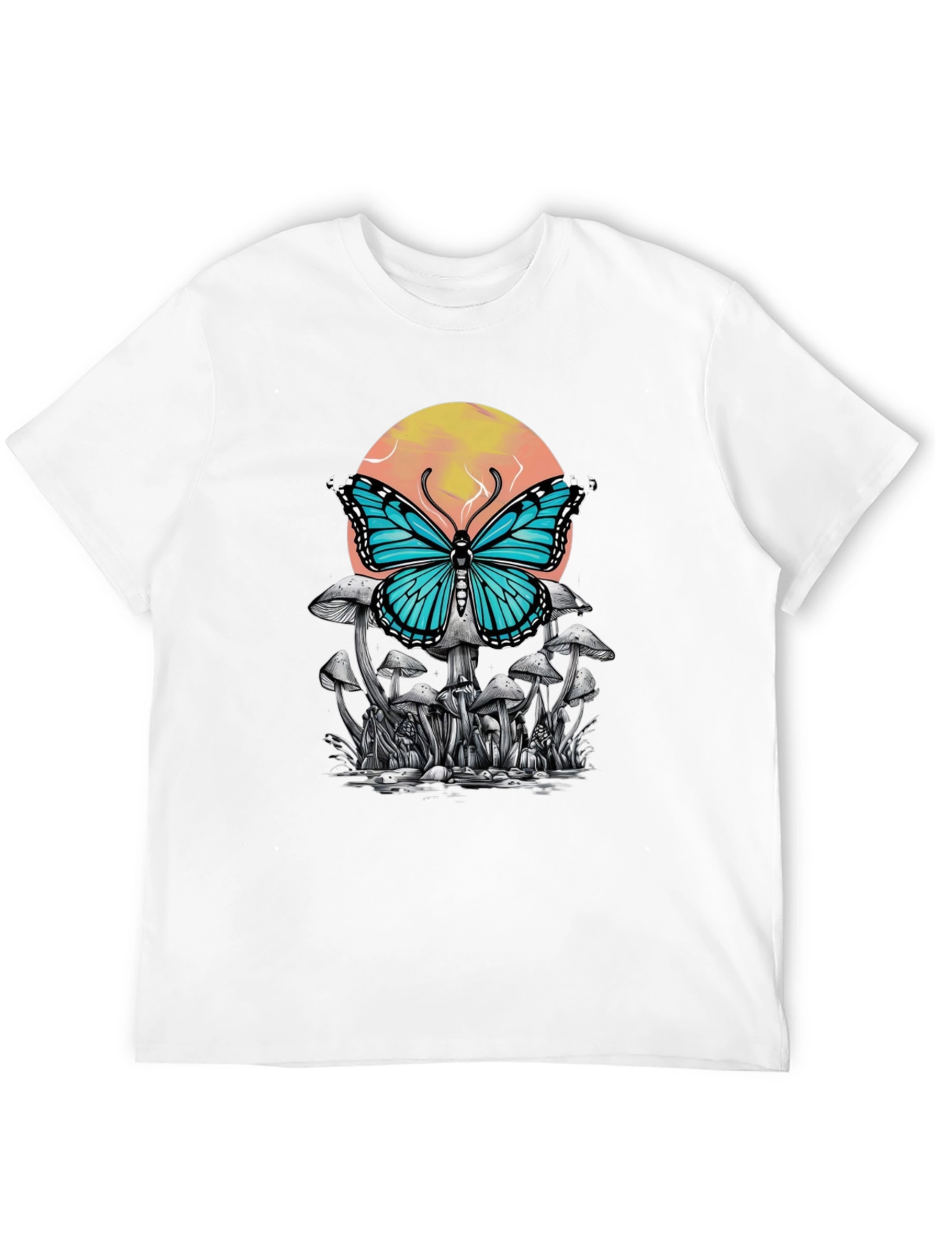 Black Butterfly Mushroom Graphic Tee - Black view 12