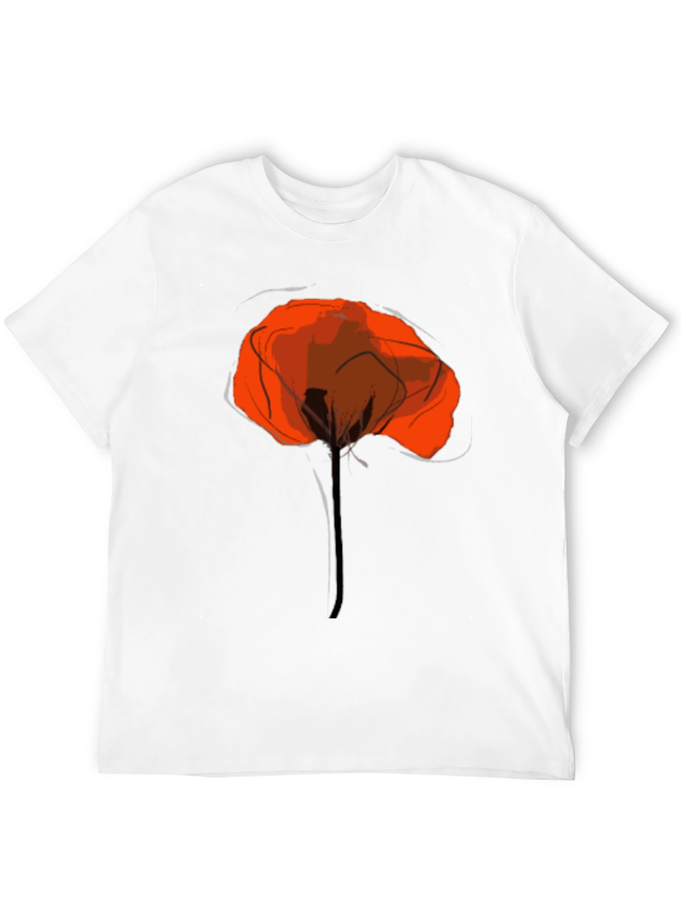 Black Abstract Poppy Graphic Print Black T-Shirt view 12