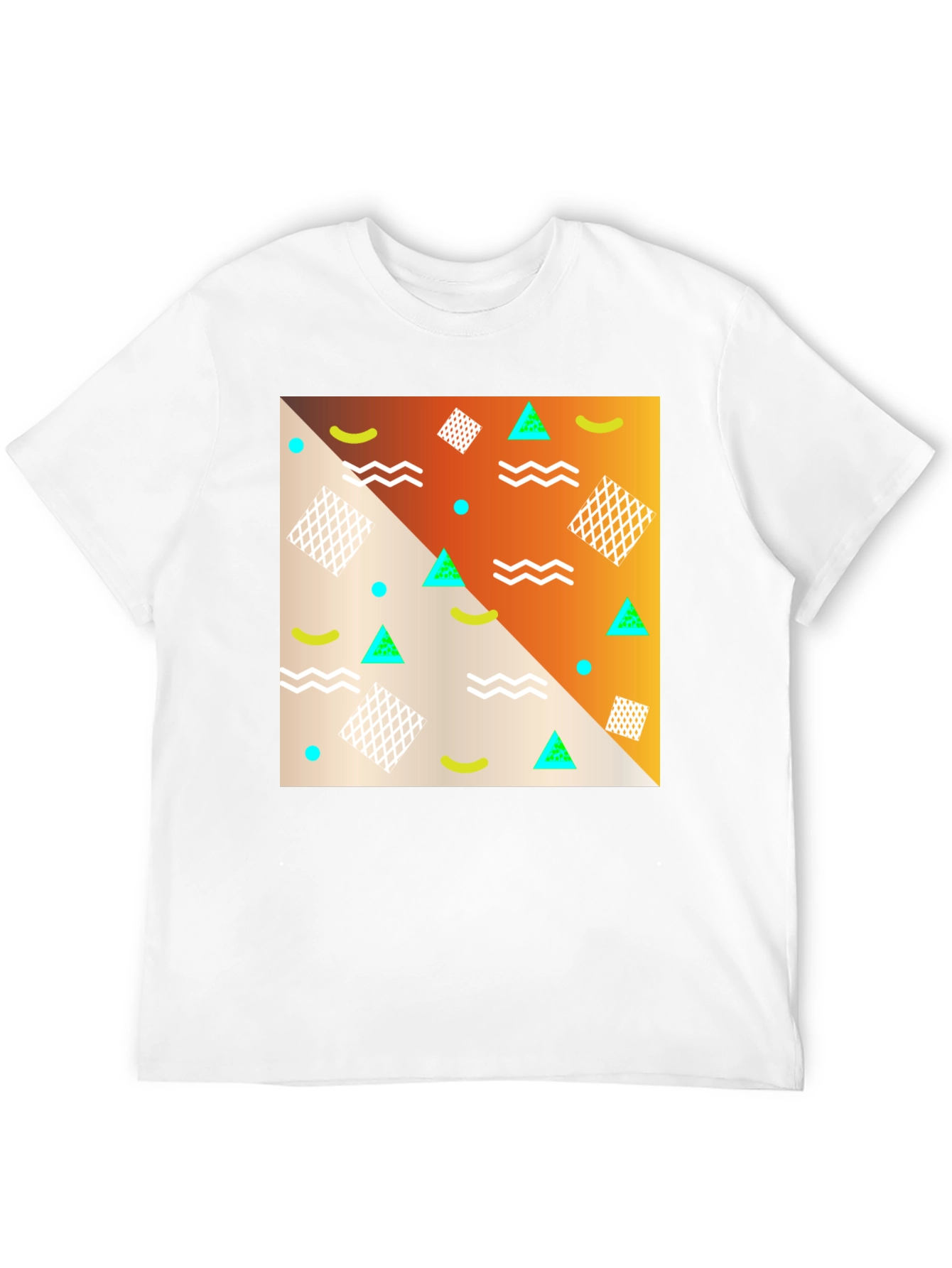 Black Retro Geometric Print T-Shirt view 12