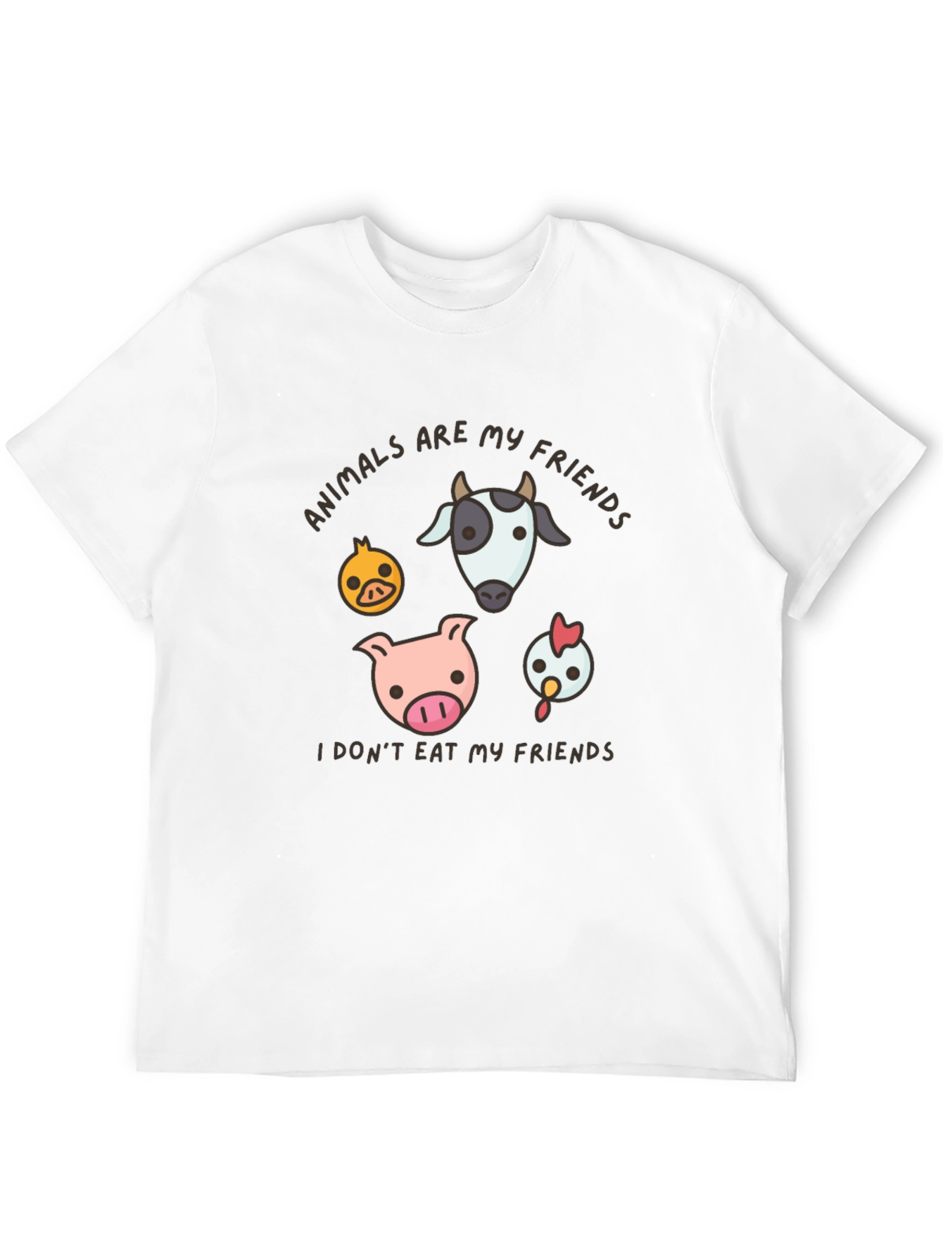 Black Vegan T-Shirt - Animals Are My Friends Tee view 12