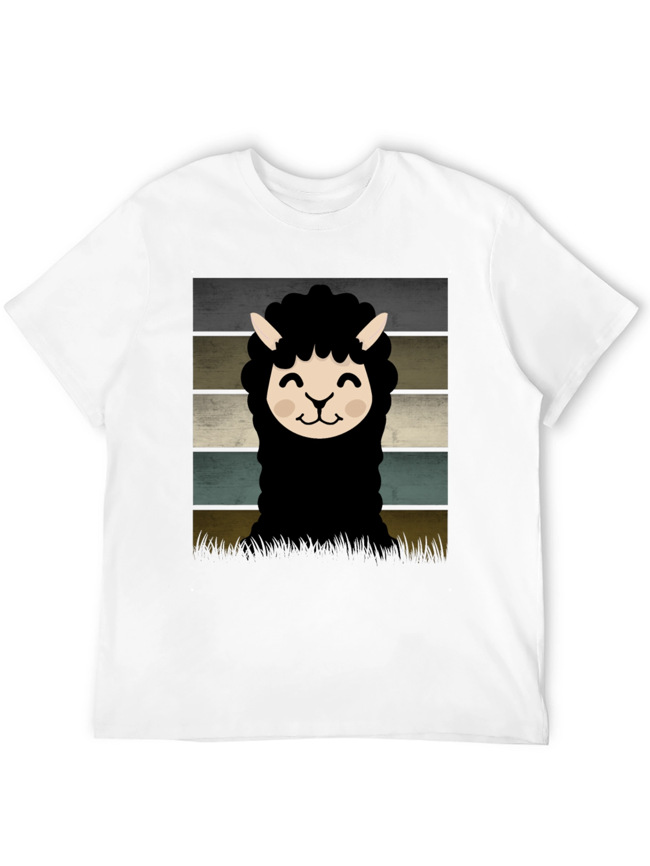 Black Retro Alpaca Graphic Tee - Black Cotton Blend view 12