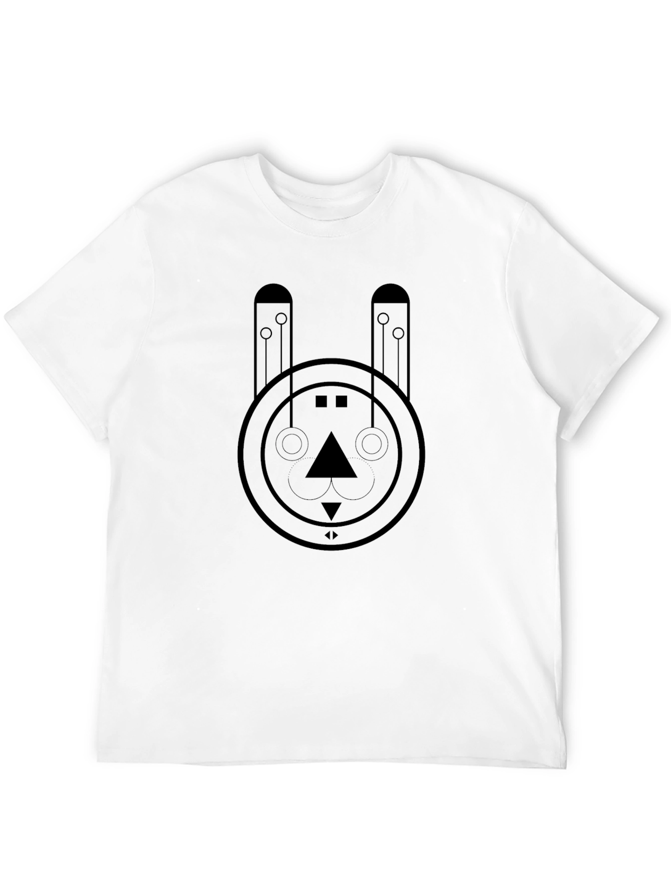 Black Geometric Rabbit Graphic Tee - Modern Art Style Shirt view 12