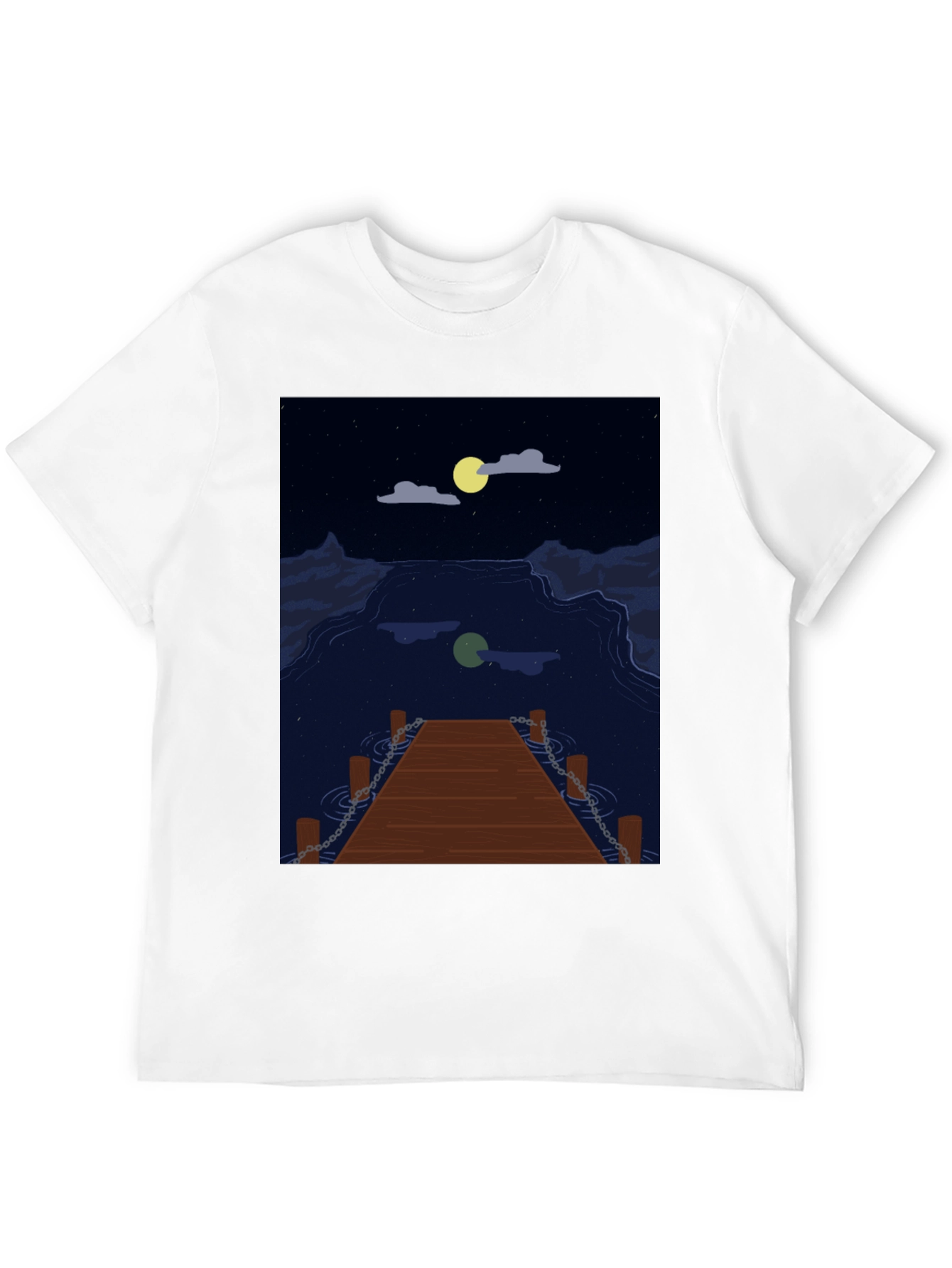 Black Night Lake Dock Graphic Tee view 12