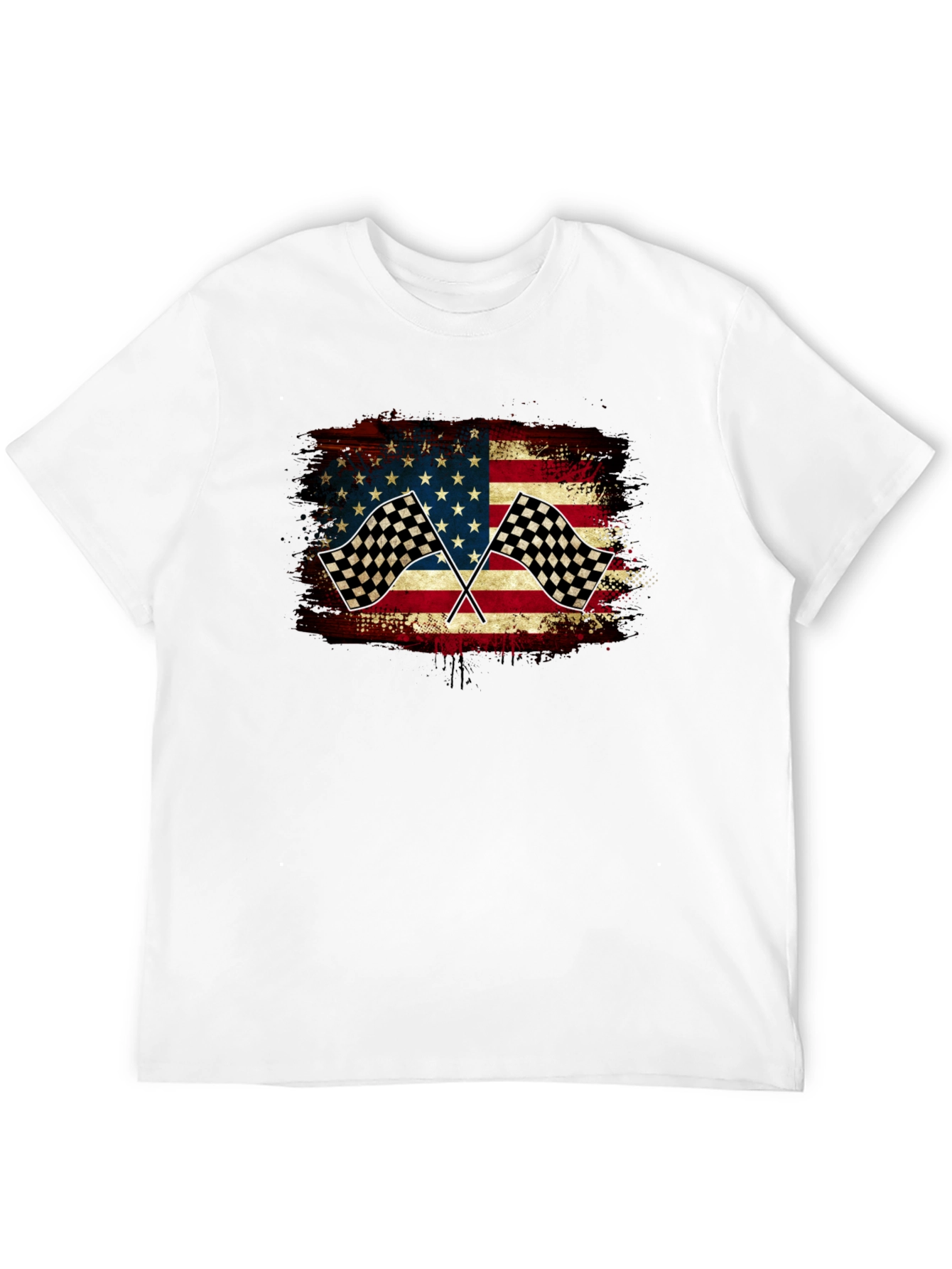 Black American Flag Race Car T-Shirt view 12