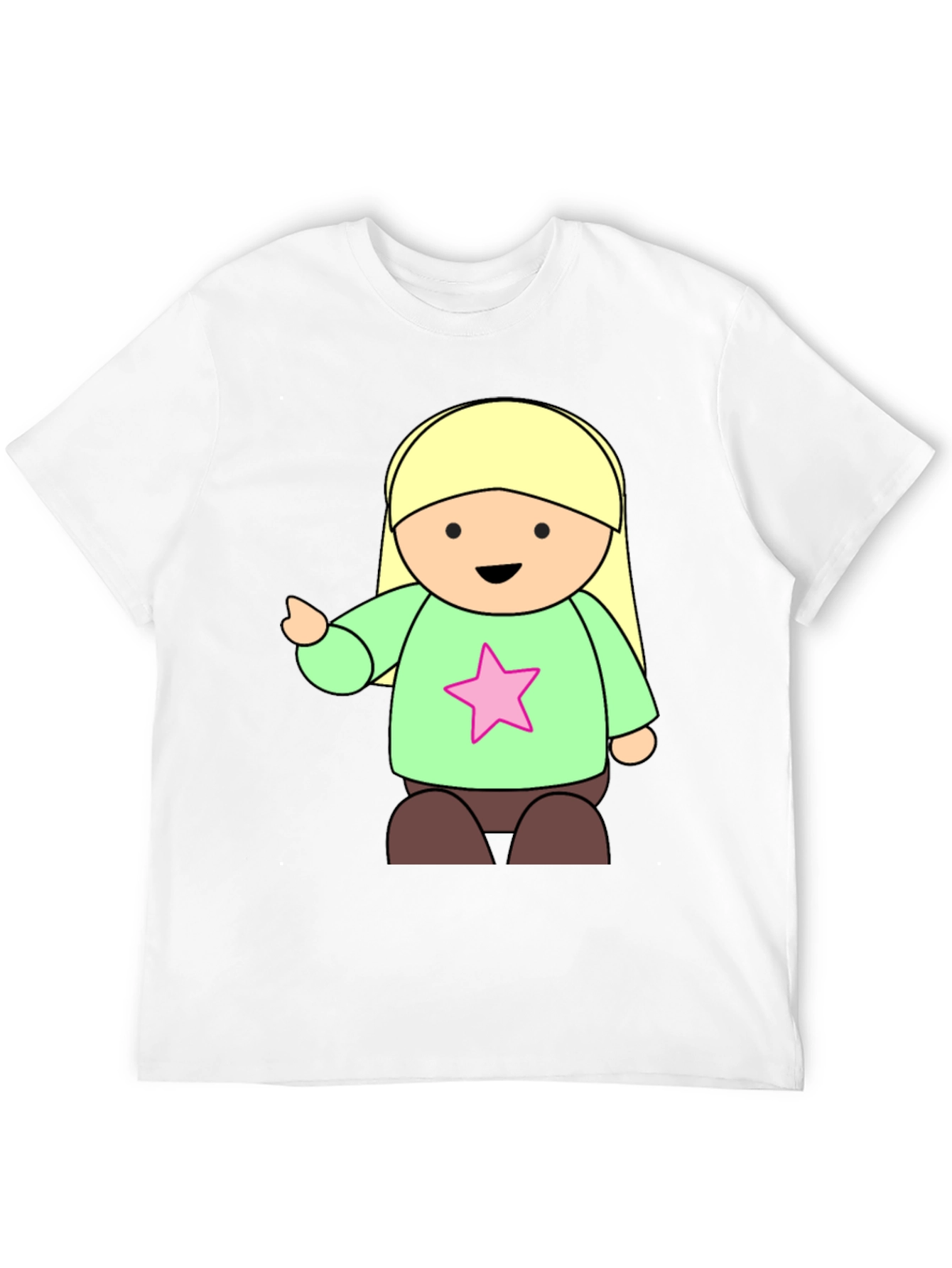 Black Cute Cartoon Girl Star T-Shirt - Black view 12