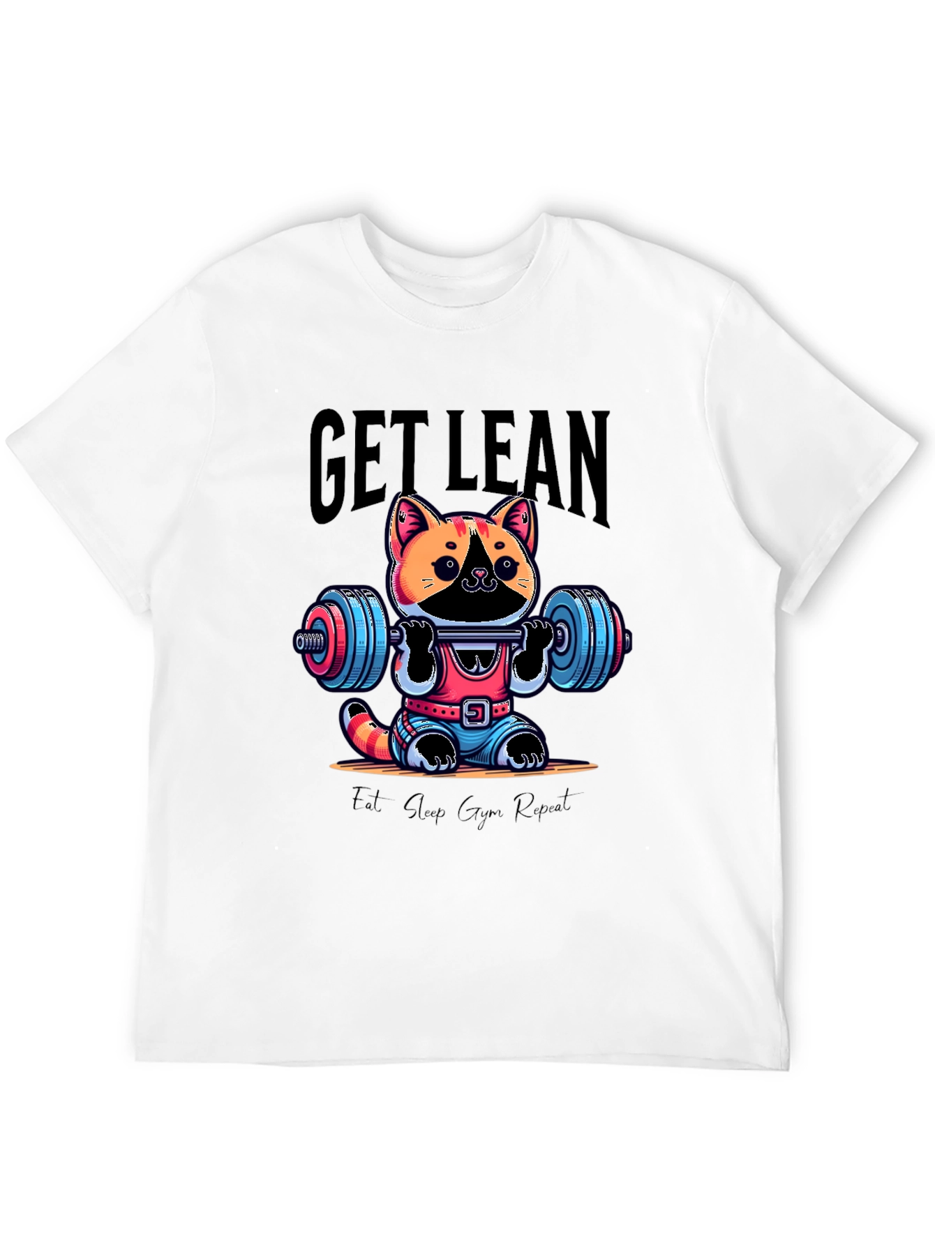 Black Get Lean Cat Gym T-Shirt view 12