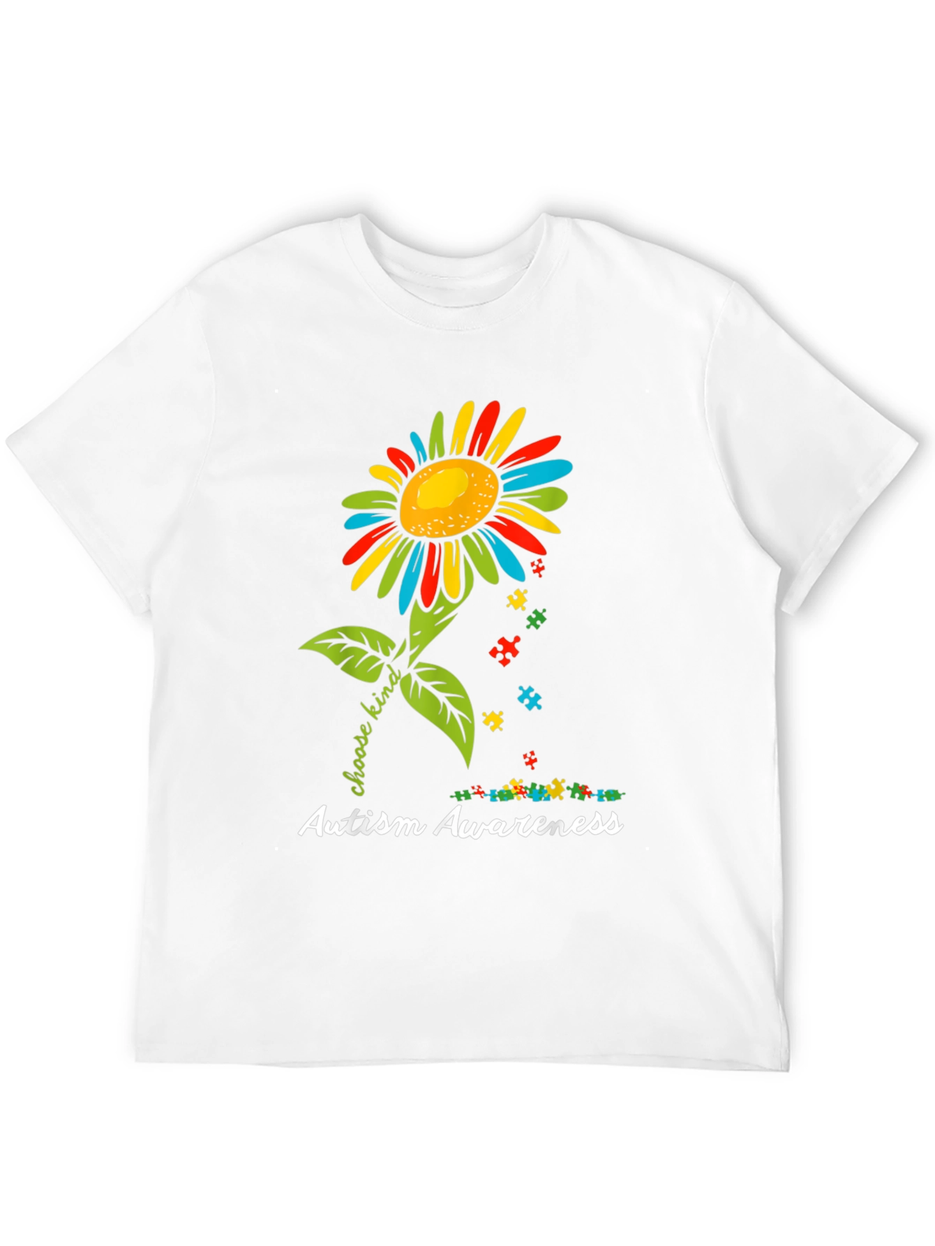 Black Autism Awareness Sunflower T-Shirt - Choose Kind view 12