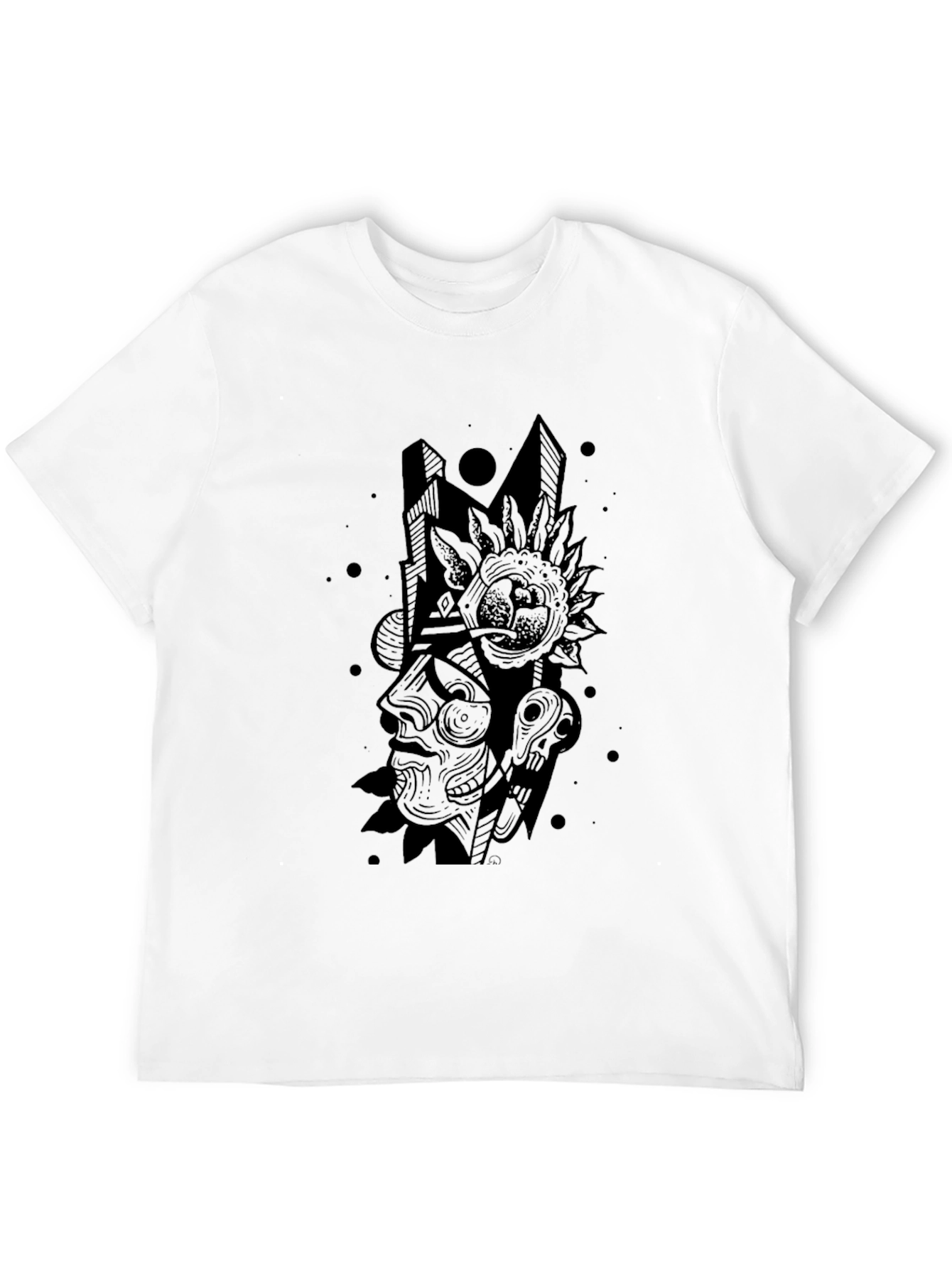Black Abstract Graphic Print T-Shirt - Modern Art Tee view 12