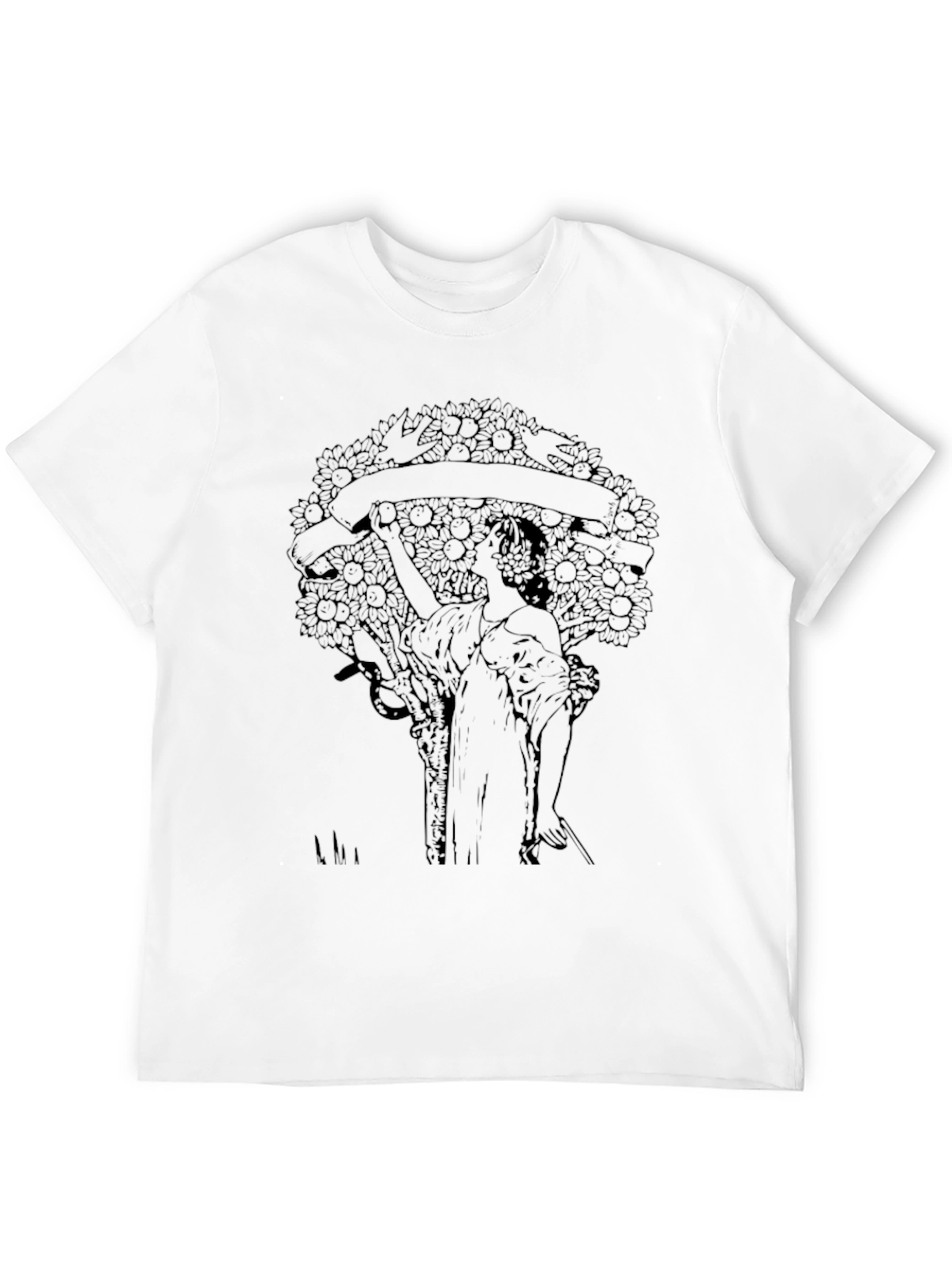 Black Art Nouveau Graphic Print Black T-Shirt view 12