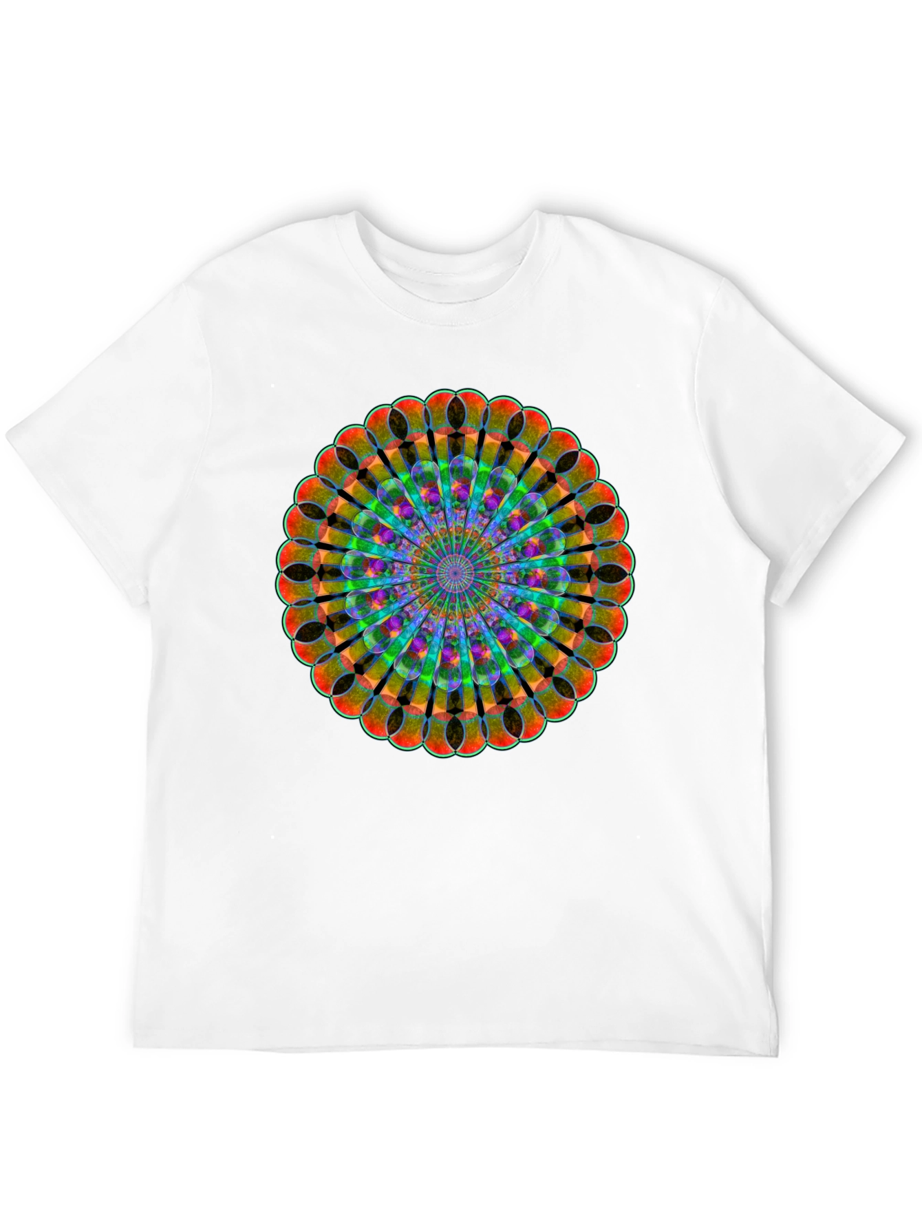 Black Kaleidoscope Mandala Black T-Shirt view 12