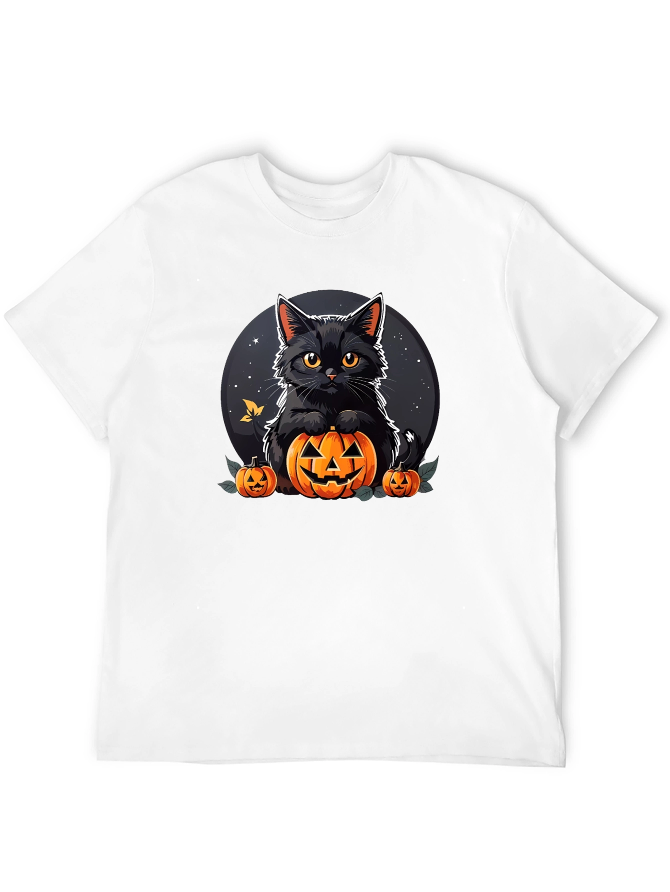 Black Halloween Cat Pumpkin T-Shirt view 12