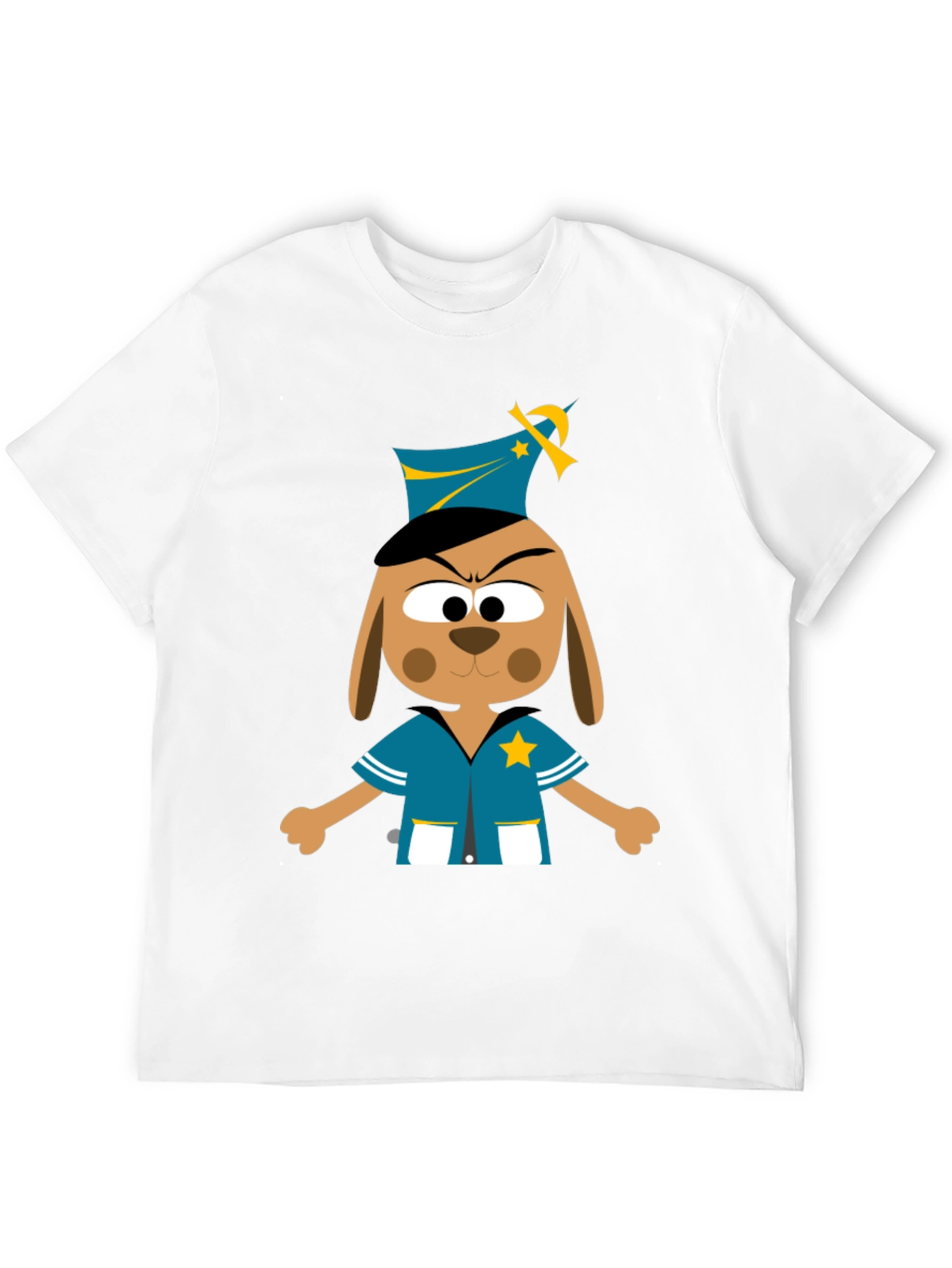 Black Cartoon Dog Cop T-Shirt - Novelty Graphic Tee view 12
