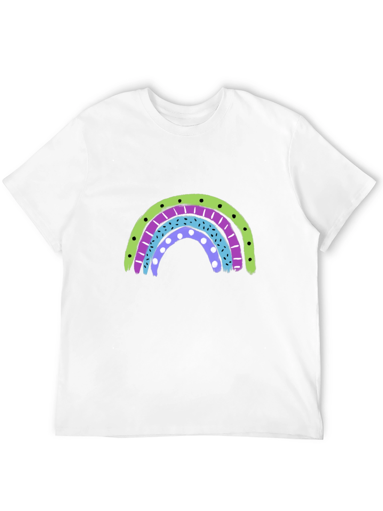 Black Retro Rainbow Graphic Tee - Black Cotton Blend Shirt view 12