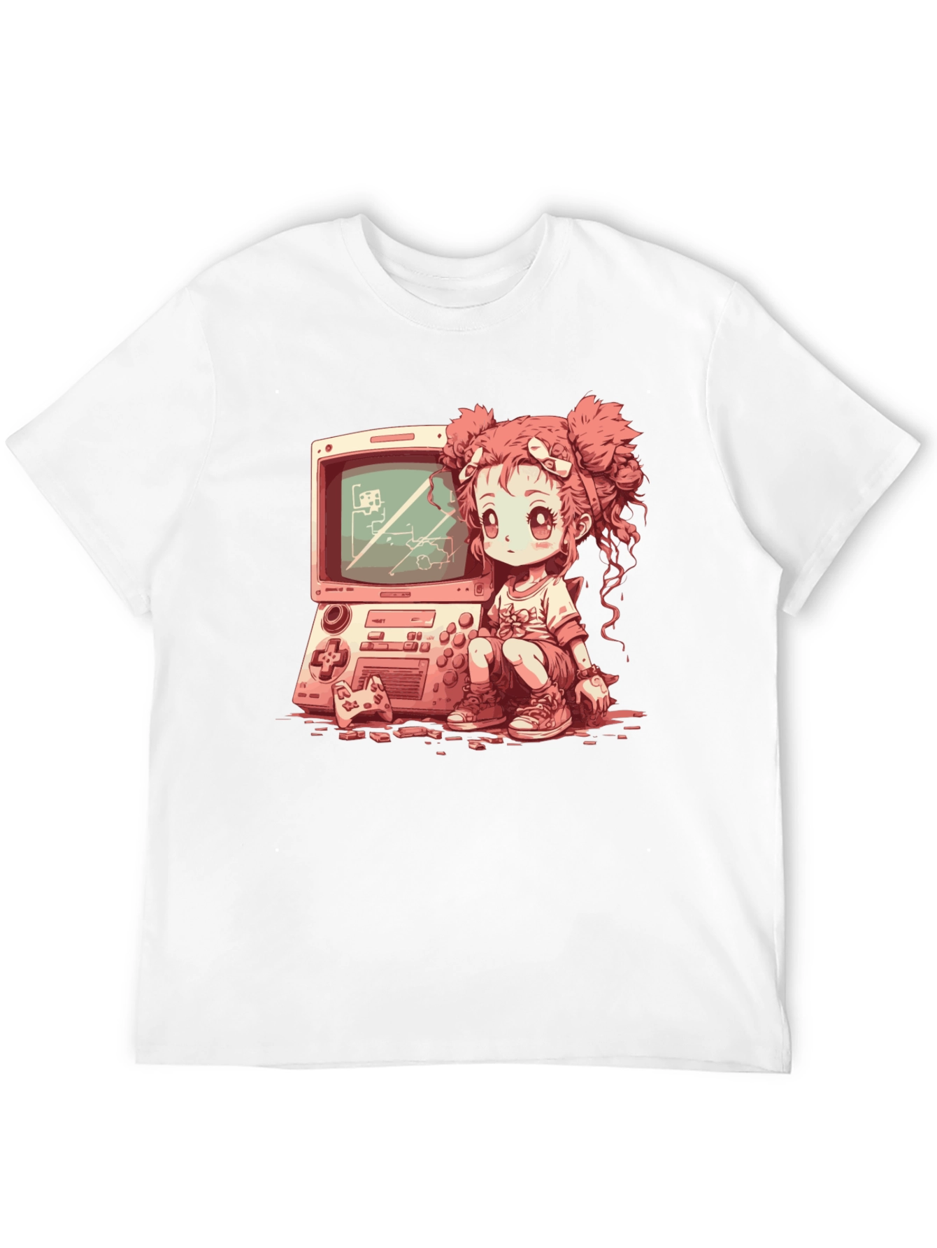 Black Retro Gamer Girl Black T-Shirt view 12