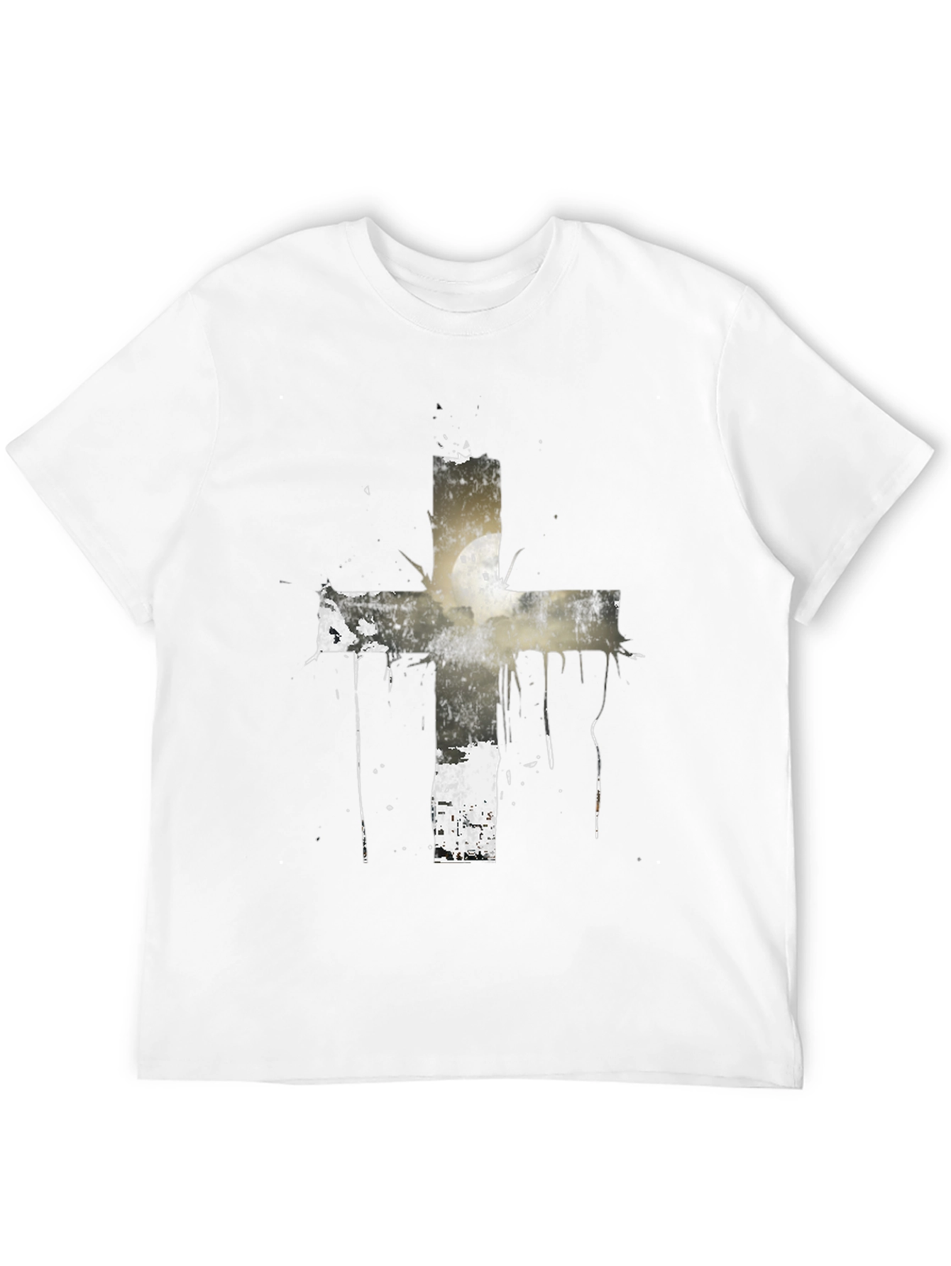 Black Grunge Cross Graphic Black T-Shirt view 12