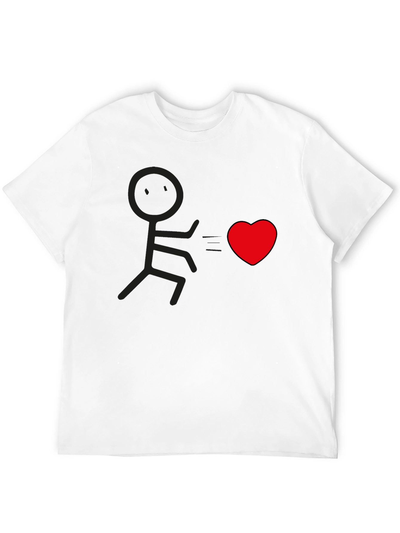 Black Stick Figure Chasing Heart Graphic Tee - Black view 12