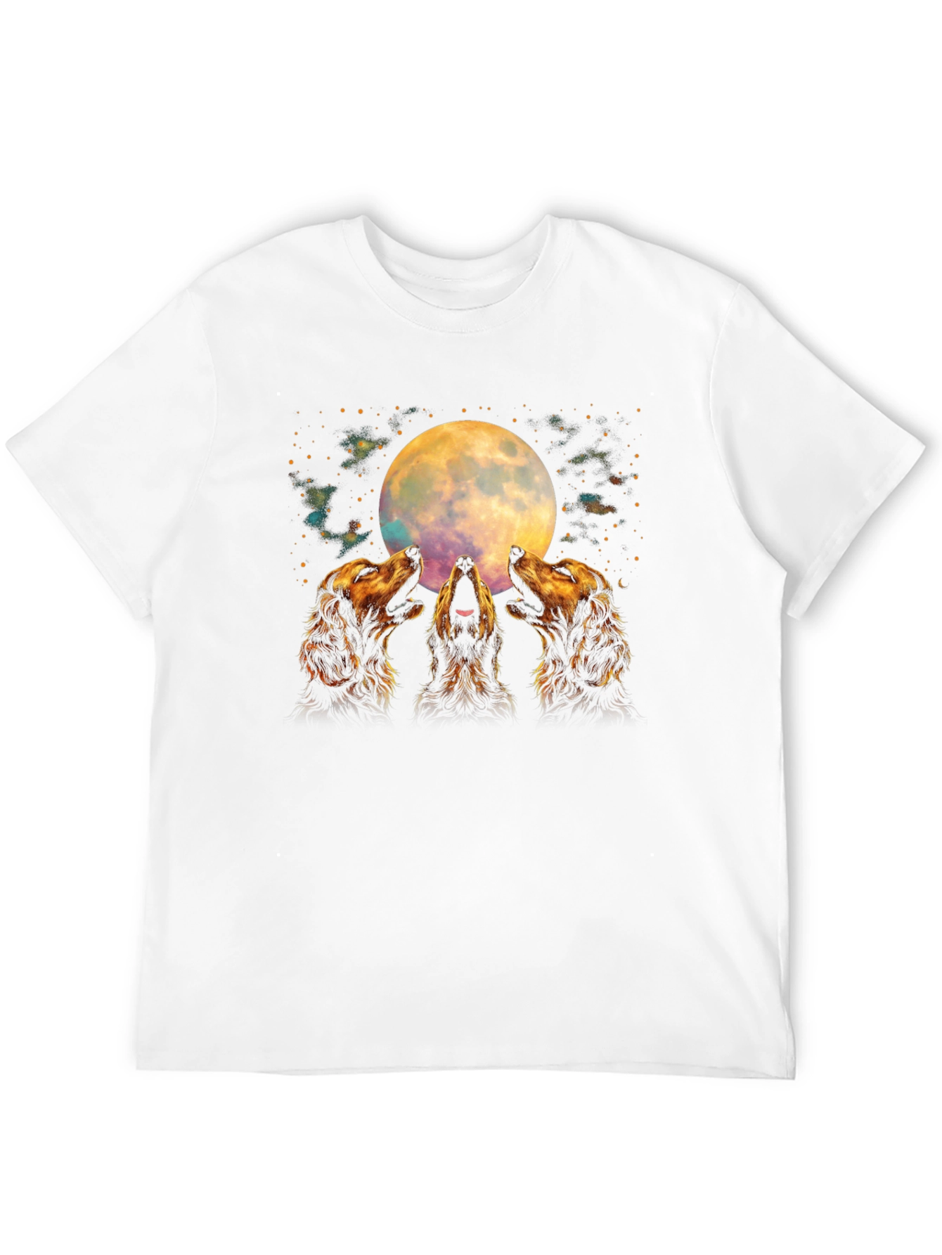 Howling Dogs Moon T-Shirt - Black Graphic Tee - 12